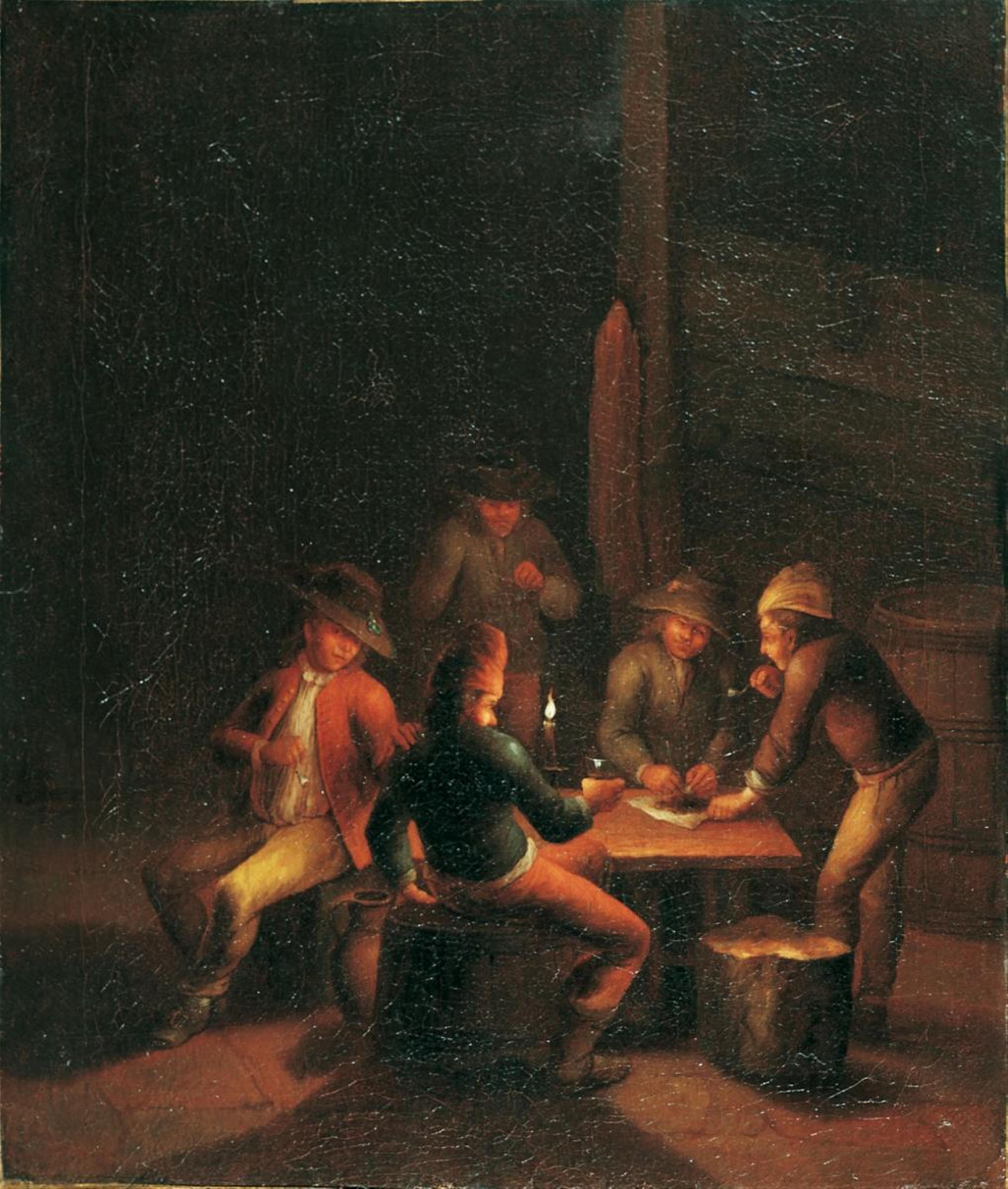 Netherlandish School, 17th century - INTERIOR WITH SMOKING PEASANTS - image-1