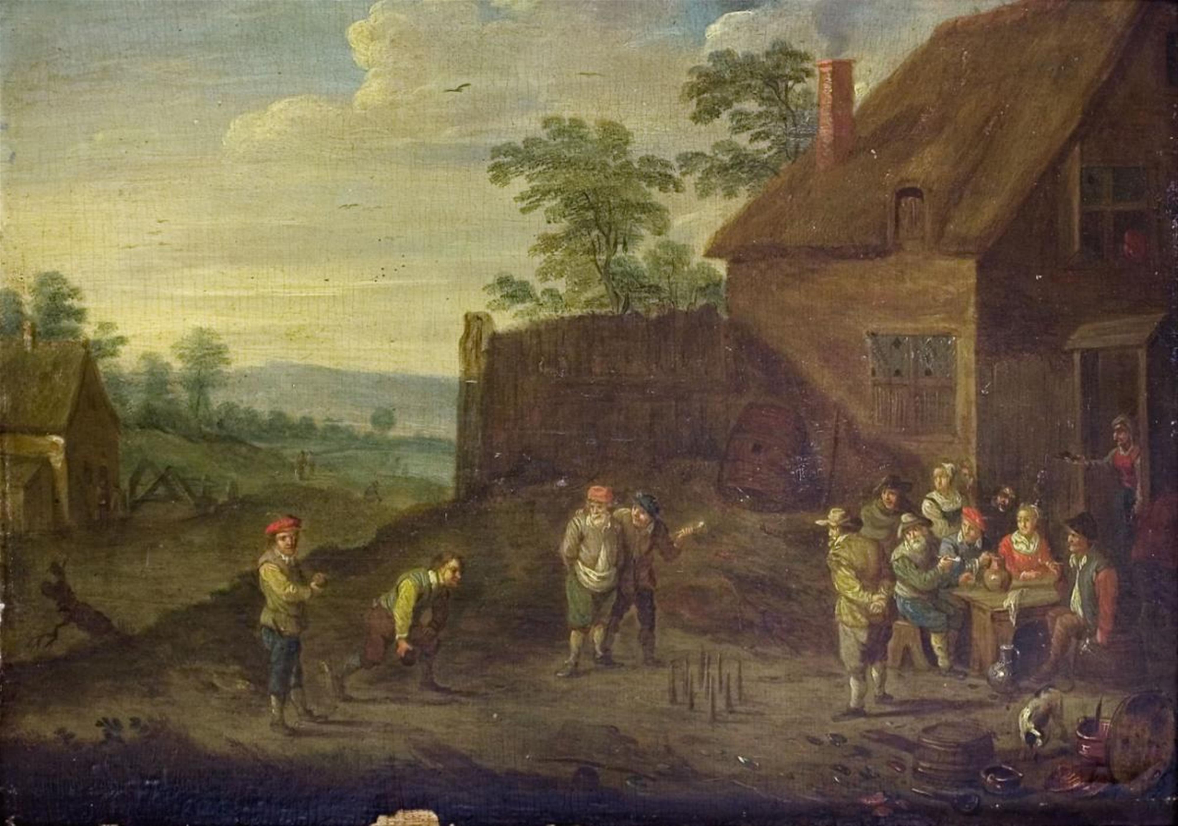 Netherlandish School, 17th century - PEASANTS PLYING AT SKITTLES - image-1