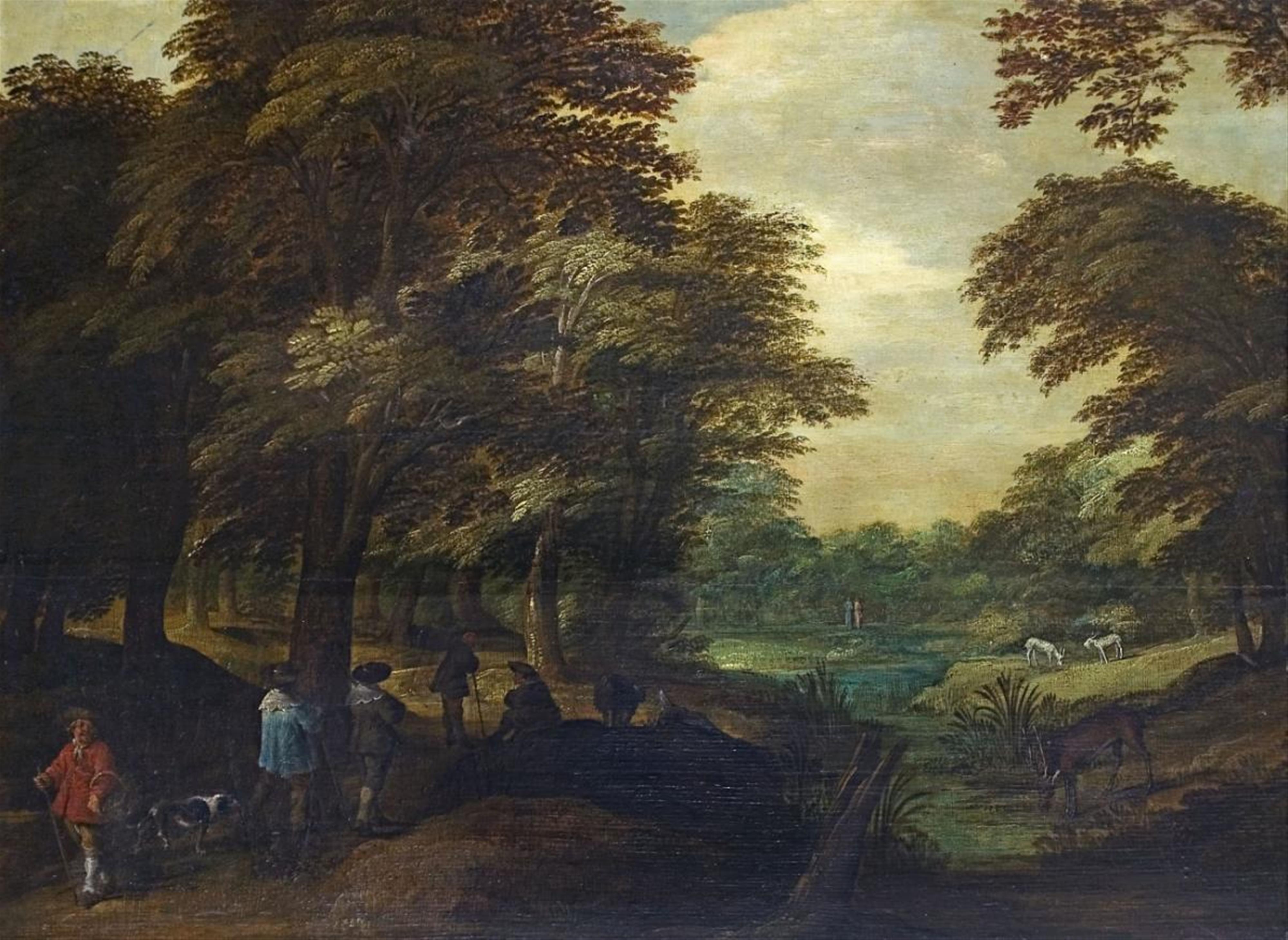 Jan Gerritsz. Stockman, attributed to - WOODED LANDSCAPE WITH FIGURES AND ANIMALS - image-1