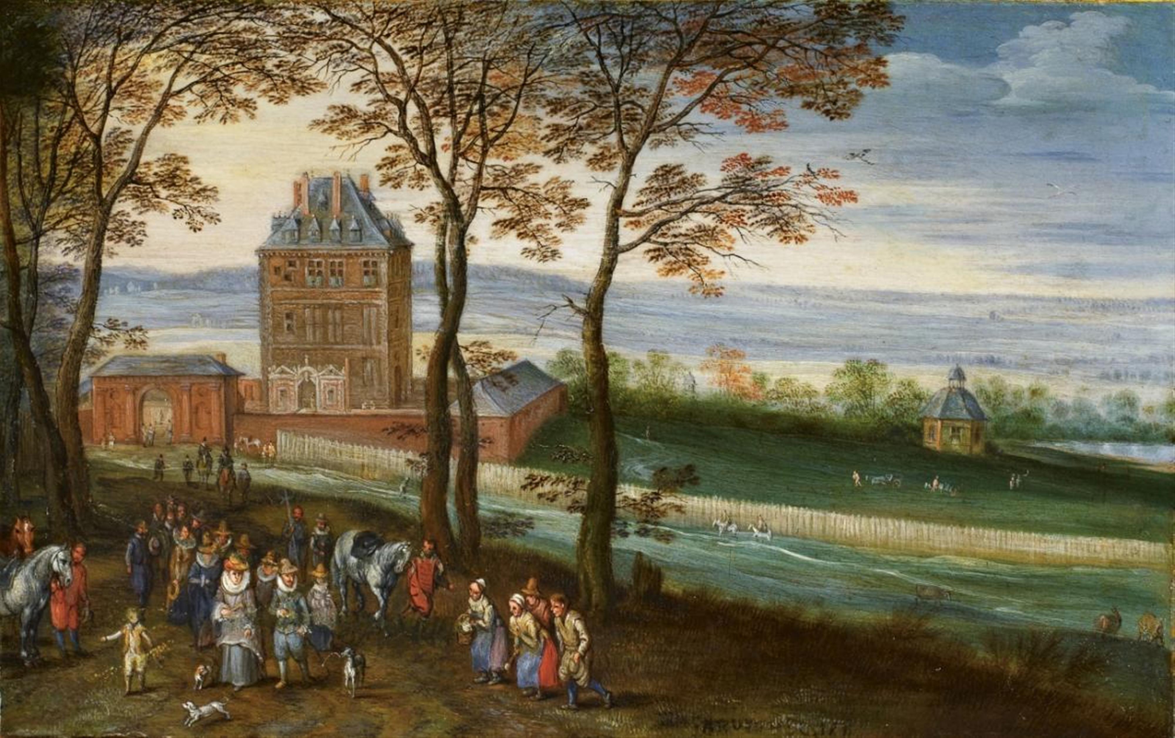 Jan Brueghel d. Ä. - SCHLOSS MARIEMONT MIT ERZHERZOG ALBRECHT UND ISABELLA - image-1