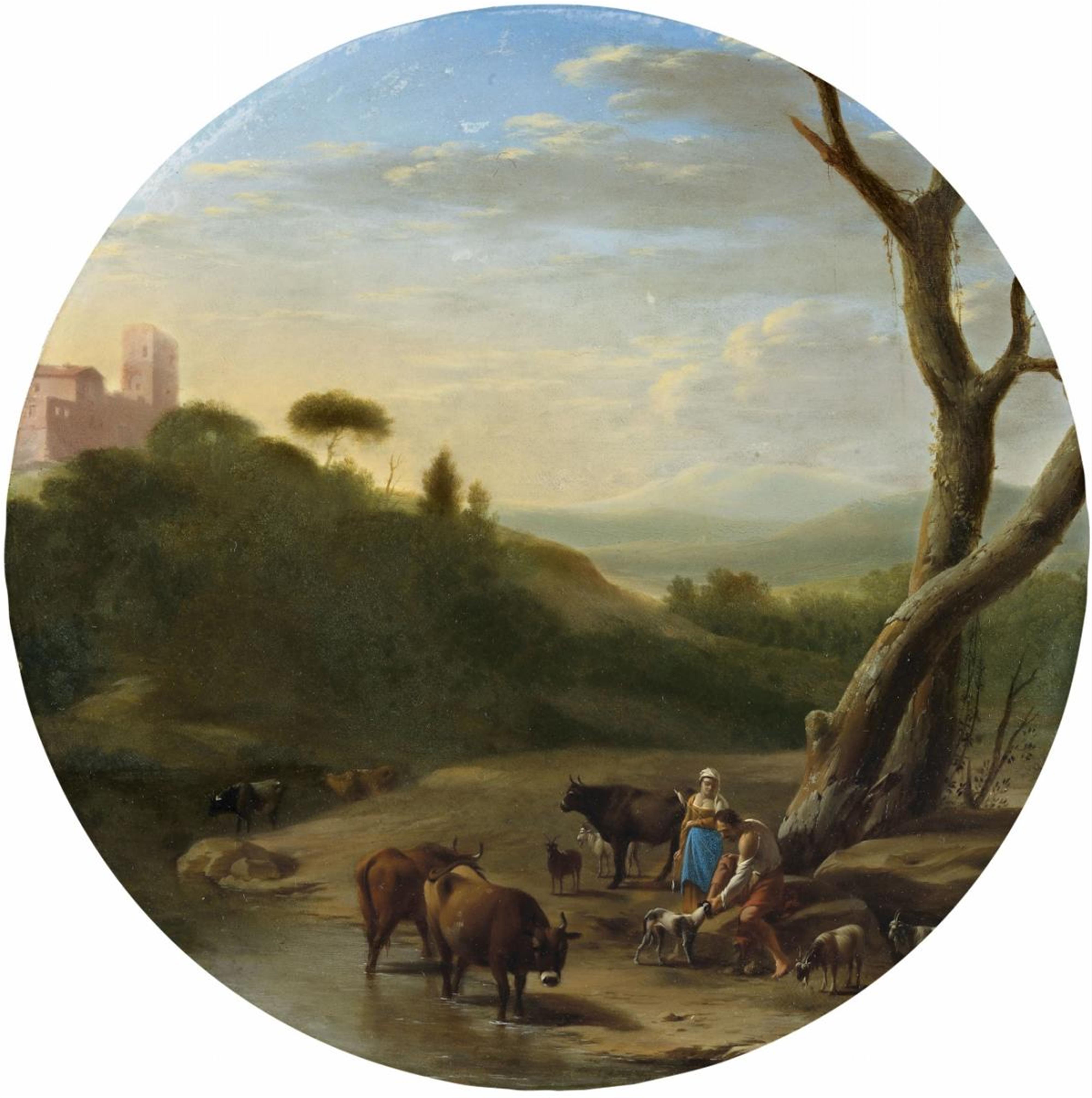 Goffredo Wals, circle of - ITALIAN LANDSCAPE WITH SHEPHERDS - image-1