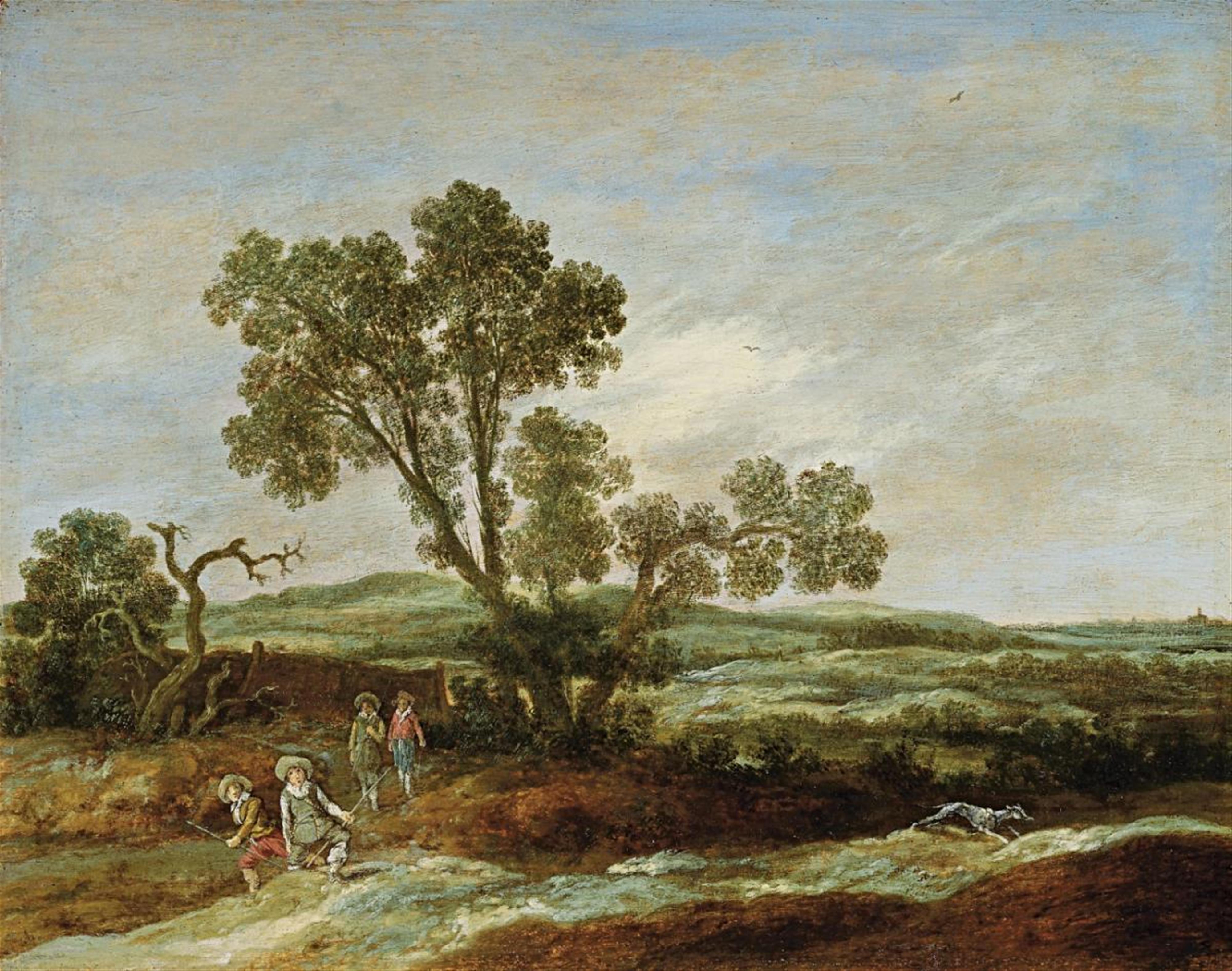 Pieter de Molijn - HILLY LANDSCAPE WITH WANDERERS - image-1