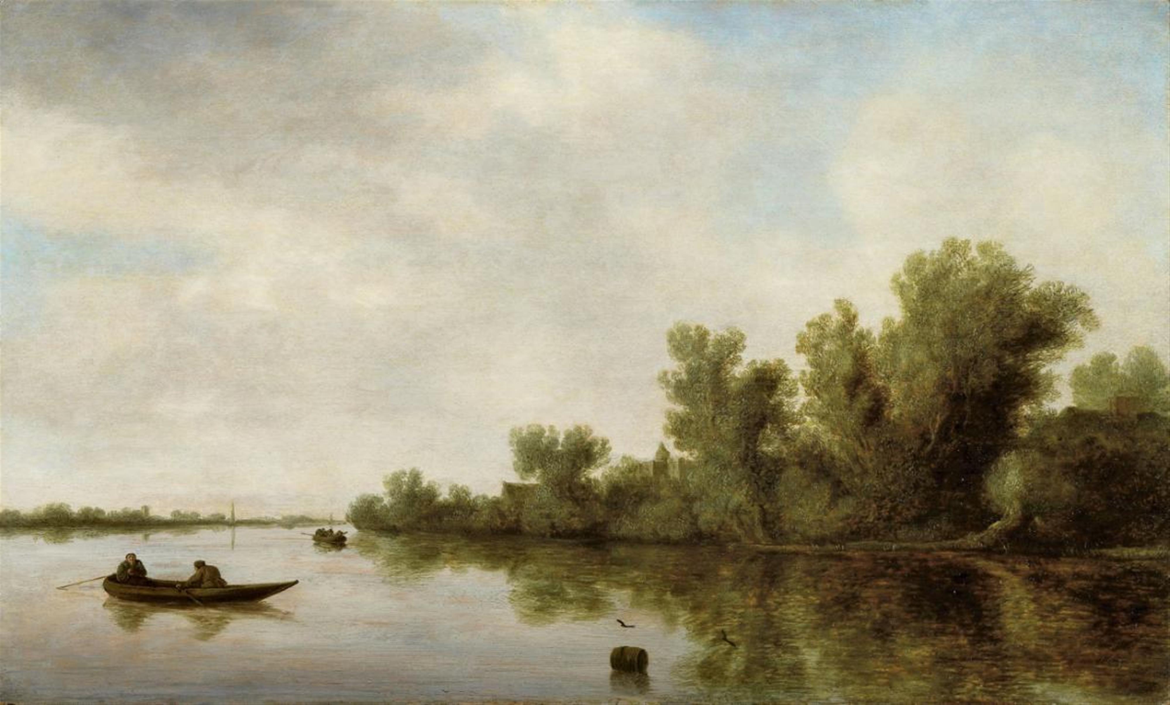 Salomon van Ruysdael - A BARRELL IN THE WATER - image-1