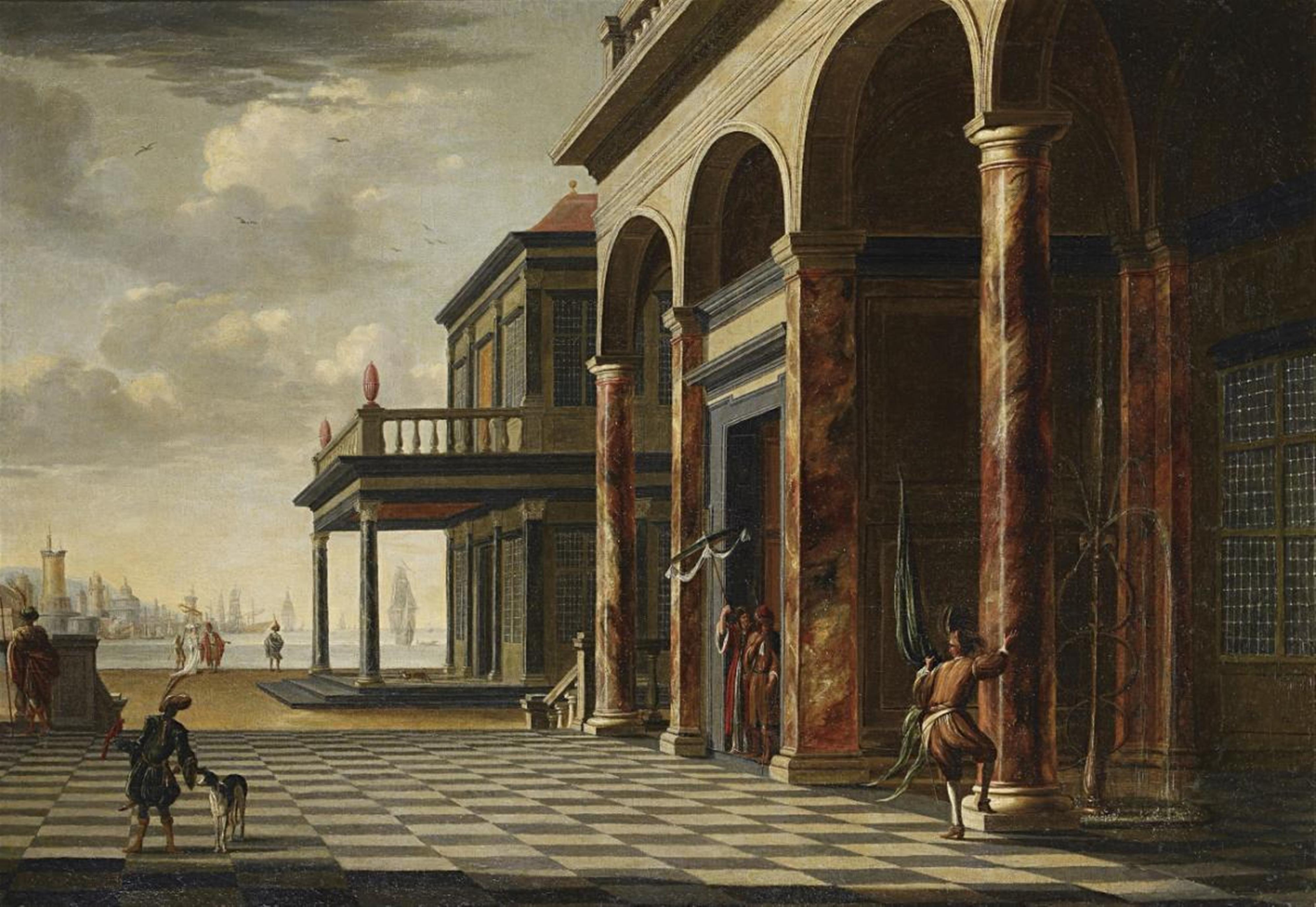 Jakob Ferdinand Saeys, attributed to - ARCHITECTURAL CAPRICCIO WITH FIGURAL STAFFAGE - image-1