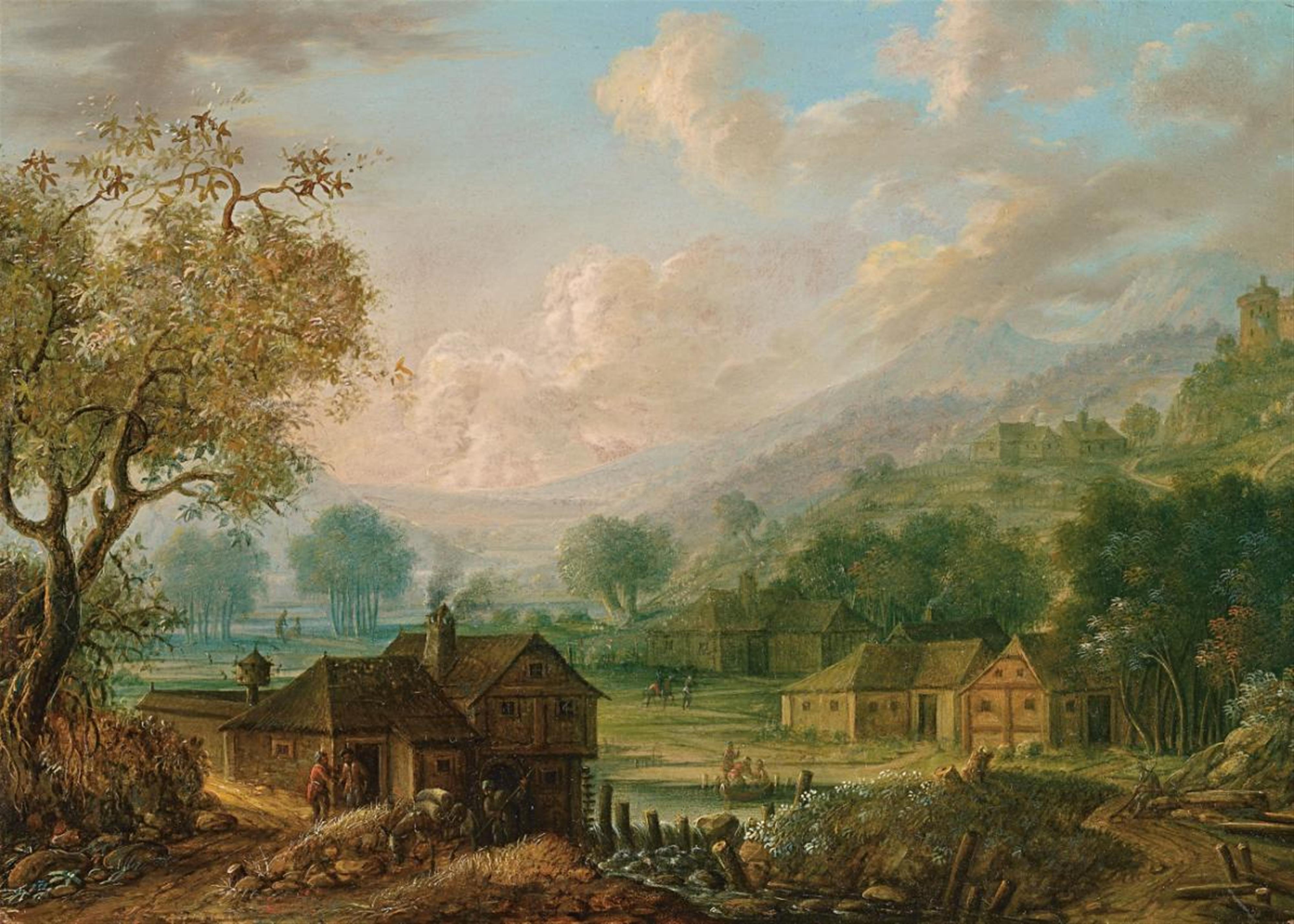 German School, early 18th century - MOUNTAIN LANDSCAPE WITH FARMSTEAD - image-1