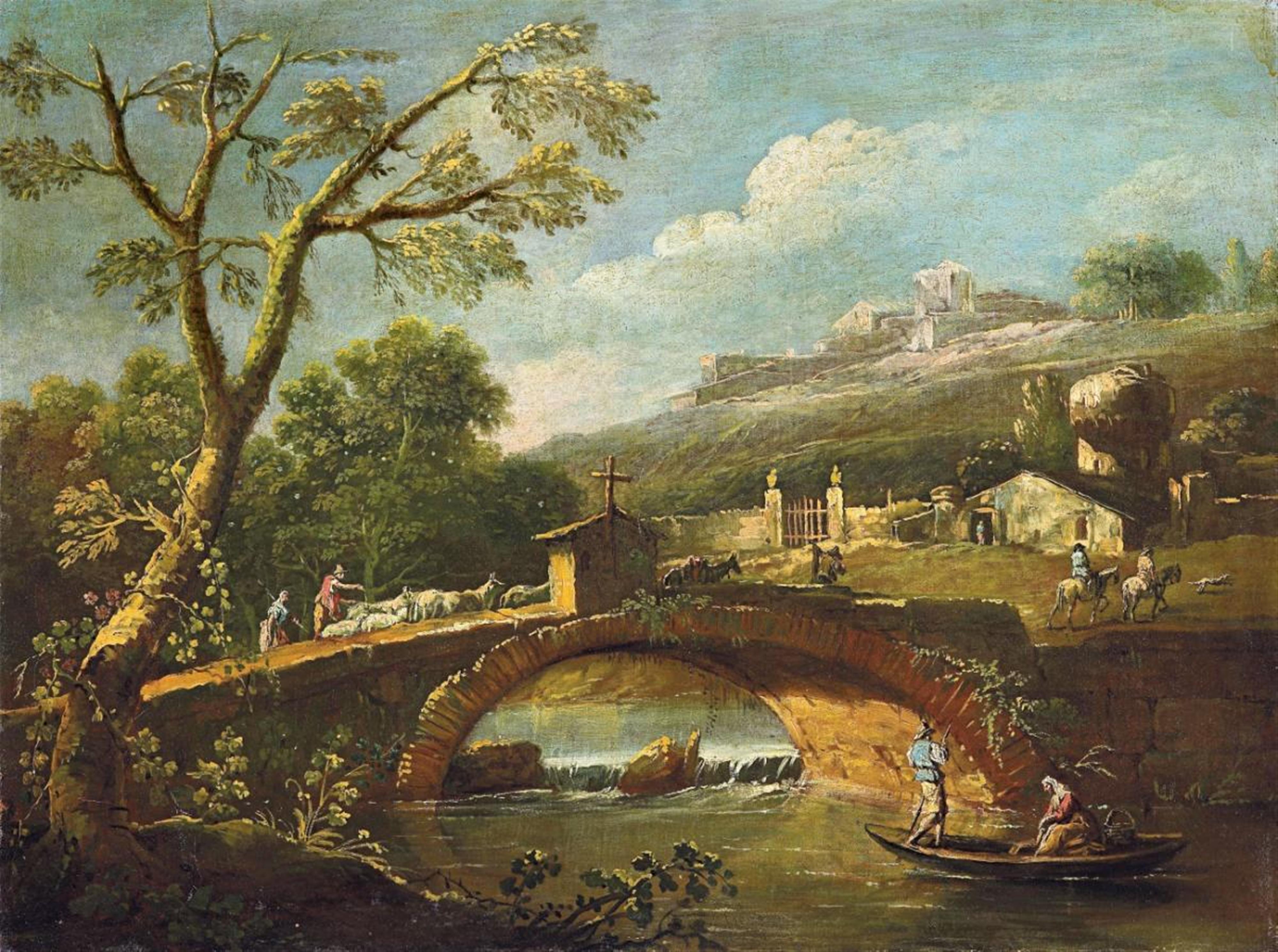 Antonio Diziani - LANDSCAPE WITH CREEK AND BRIDGE - image-1