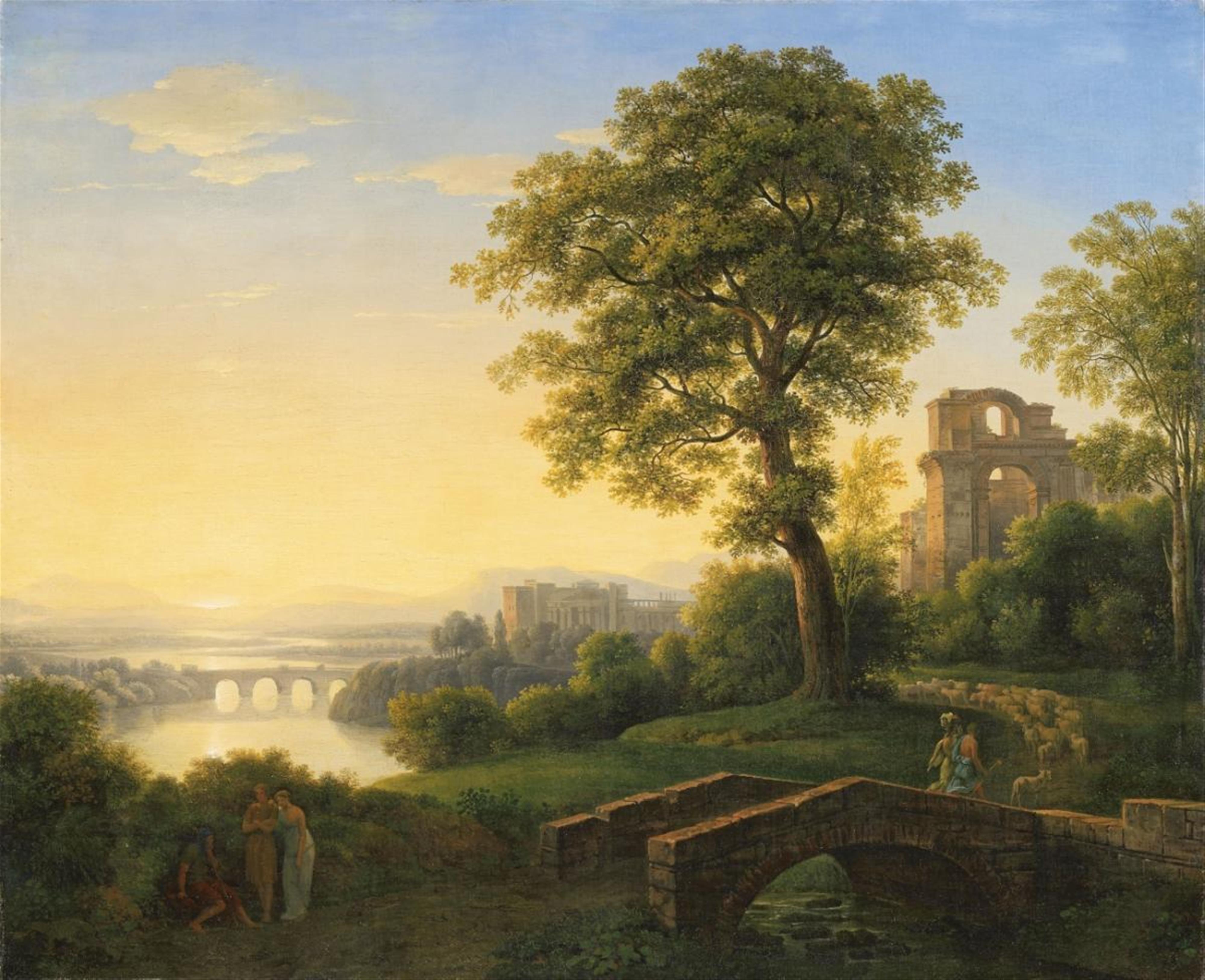 Johann Nepomuk Schödlberger - ARCADIAN LANDSCAPE WITH AN APPROACHING THUNDERSTORM ARCADIAN LANDSCAPE WITH CASTLE, RUIN AND BRIDGES - image-2