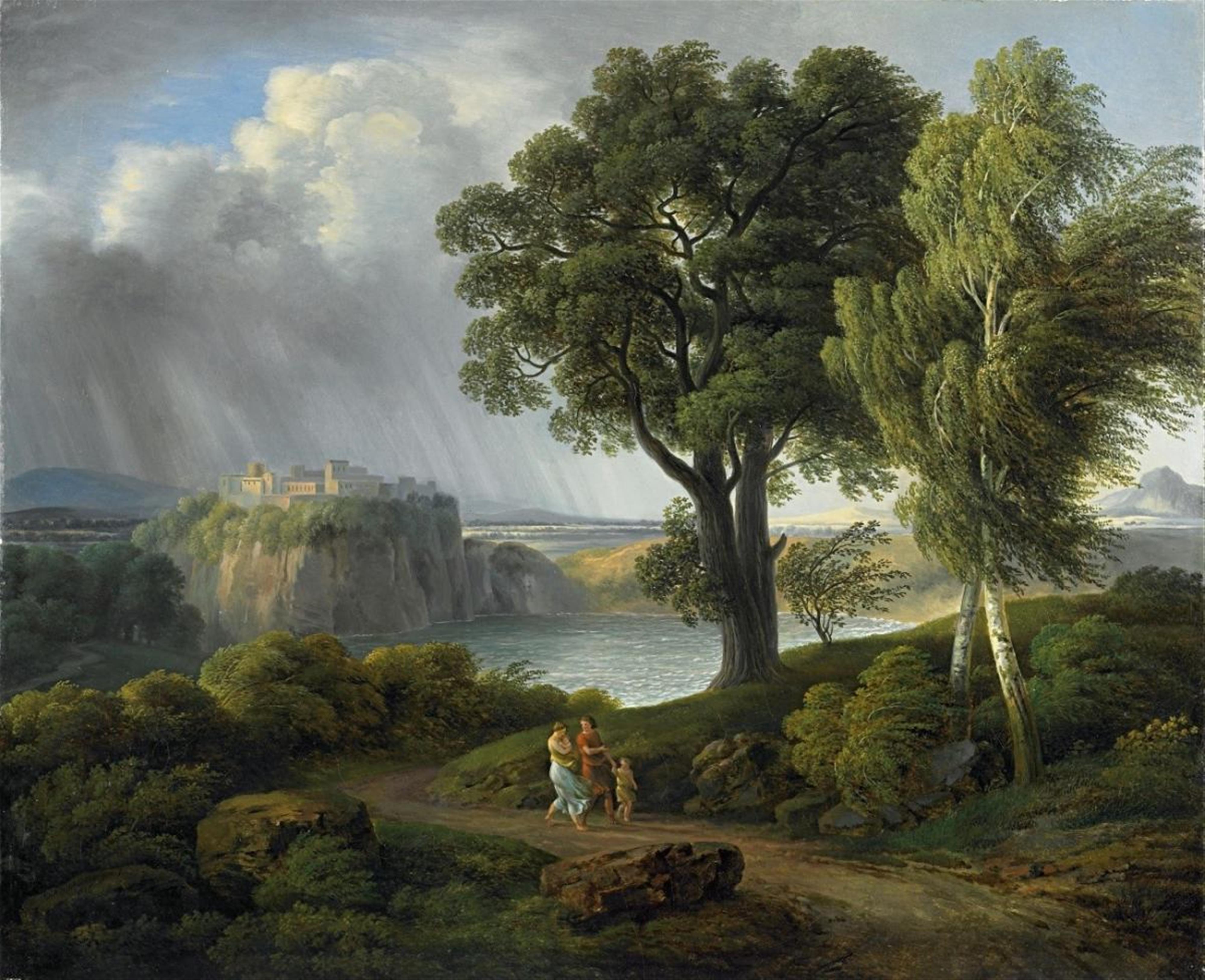 Johann Nepomuk Schödlberger - ARCADIAN LANDSCAPE WITH AN APPROACHING THUNDERSTORM ARCADIAN LANDSCAPE WITH CASTLE, RUIN AND BRIDGES - image-1