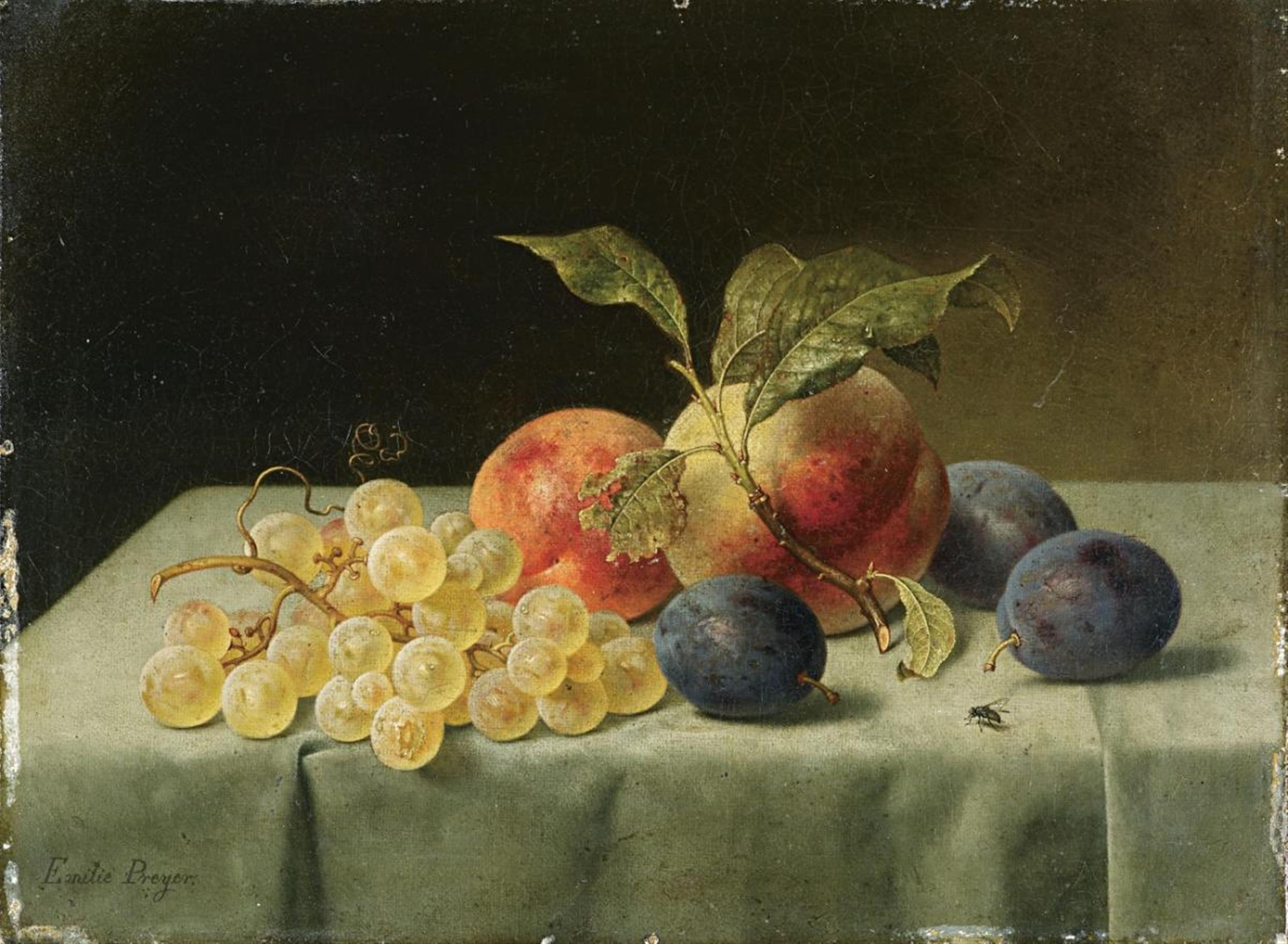 Emilie Preyer - FRUIT STILL LIFE WITH PEACHES, PLUMS, AND GRAPES - image-1