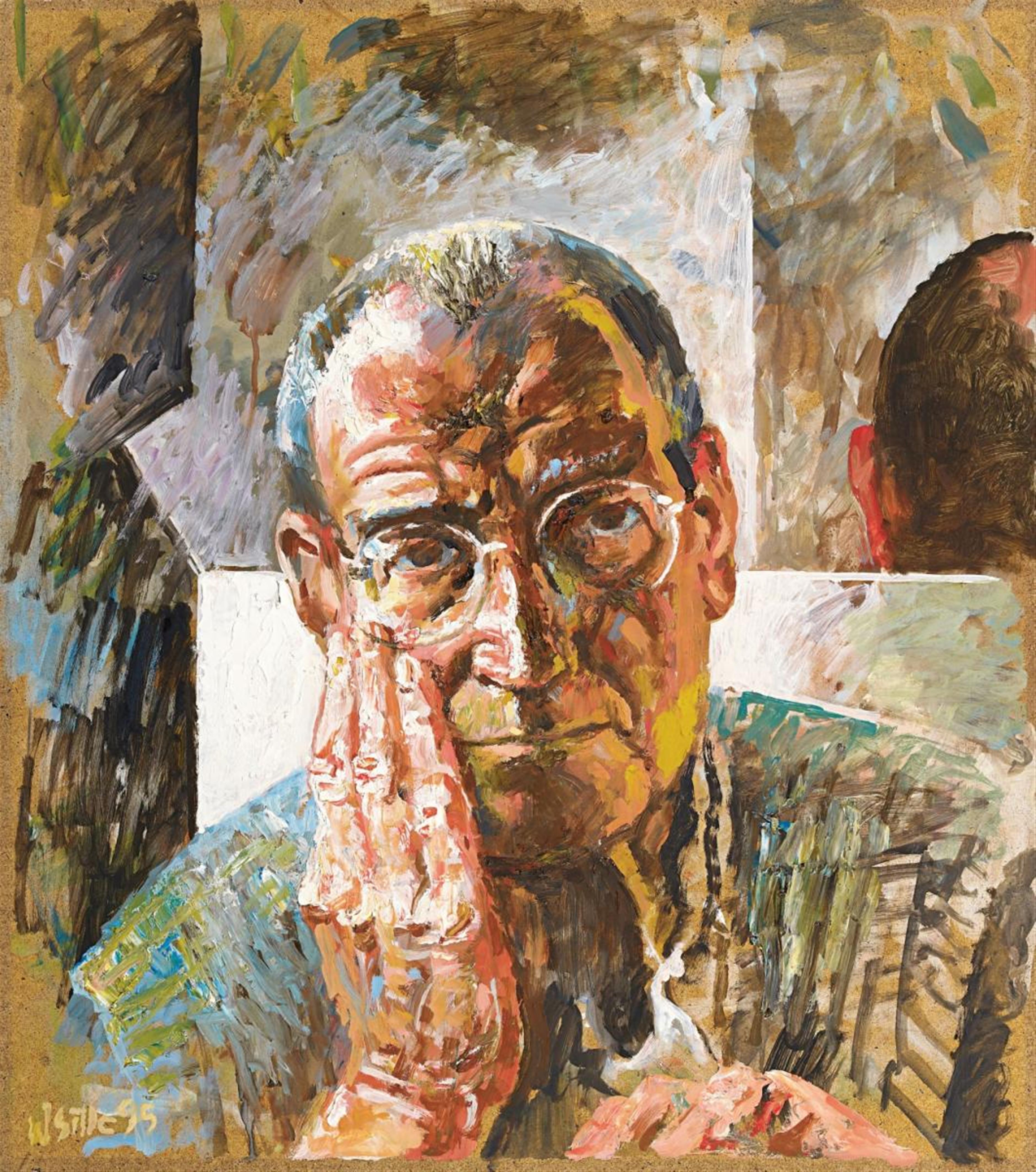 Willi Sitte - Selbstporträt mit Hand (self-portrait with hand) - image-1