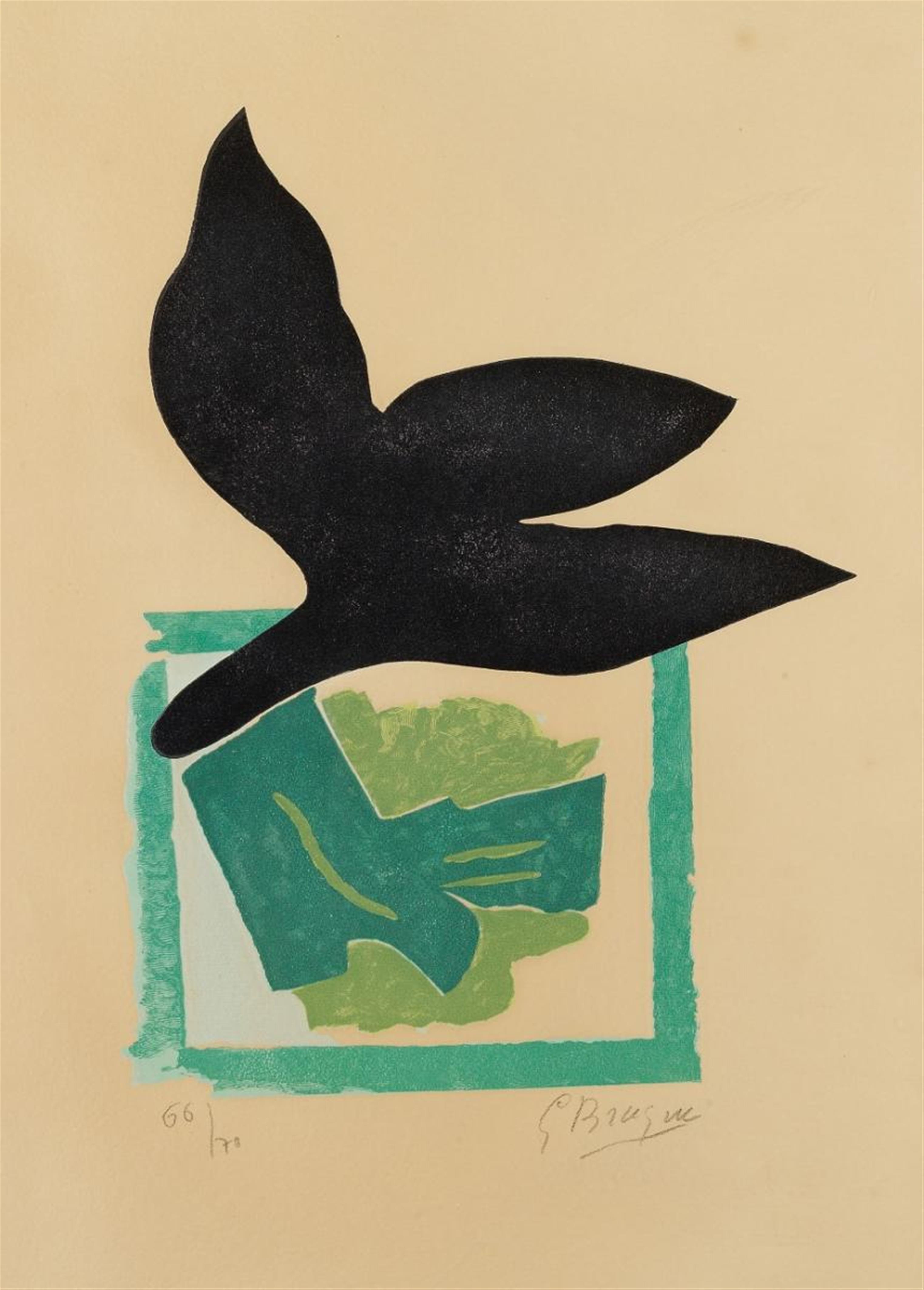 Georges Braque - Oiseau noir sur fond vert - image-1