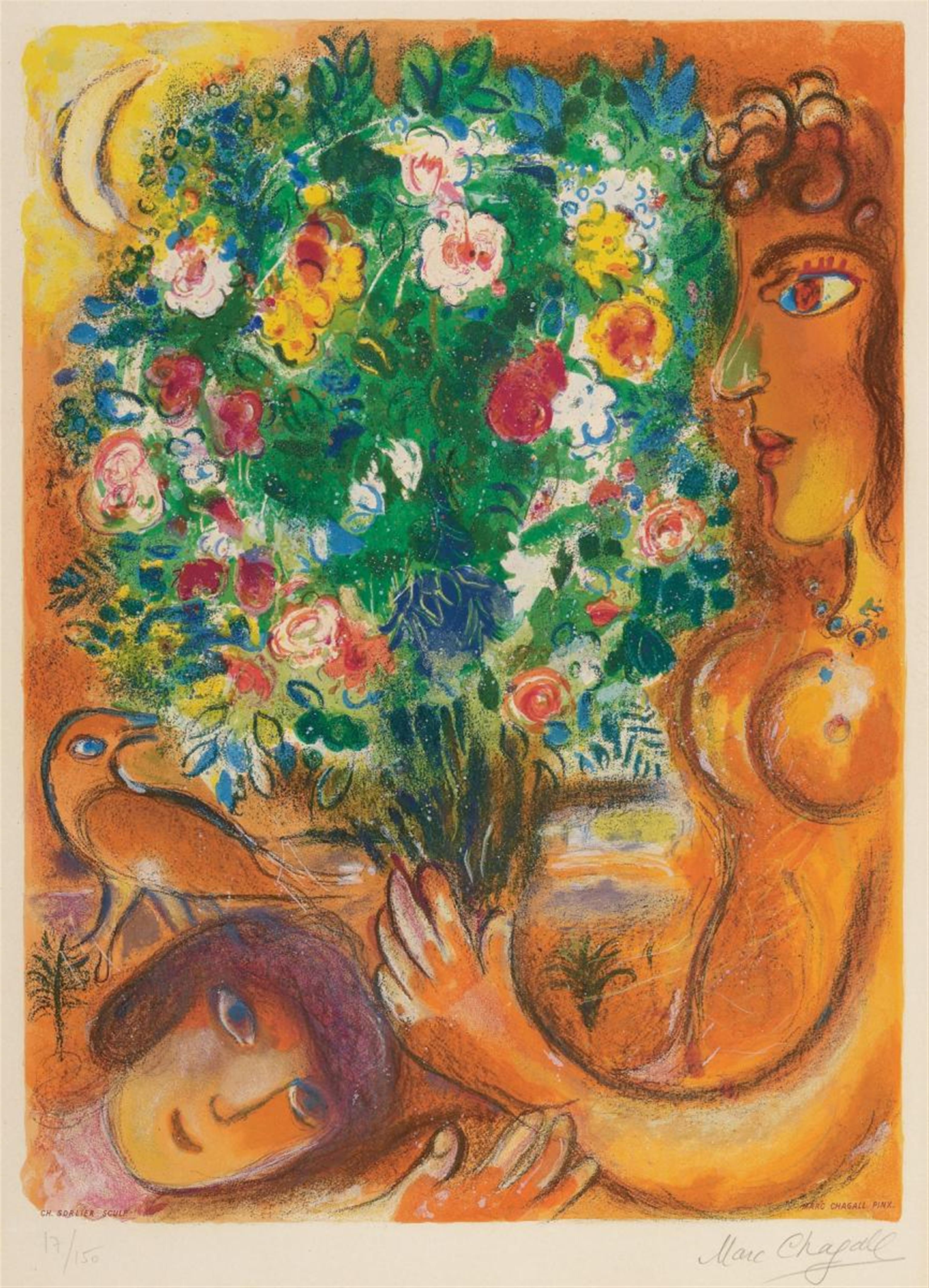 After Marc Chagall - Woman with Bouquet - image-1