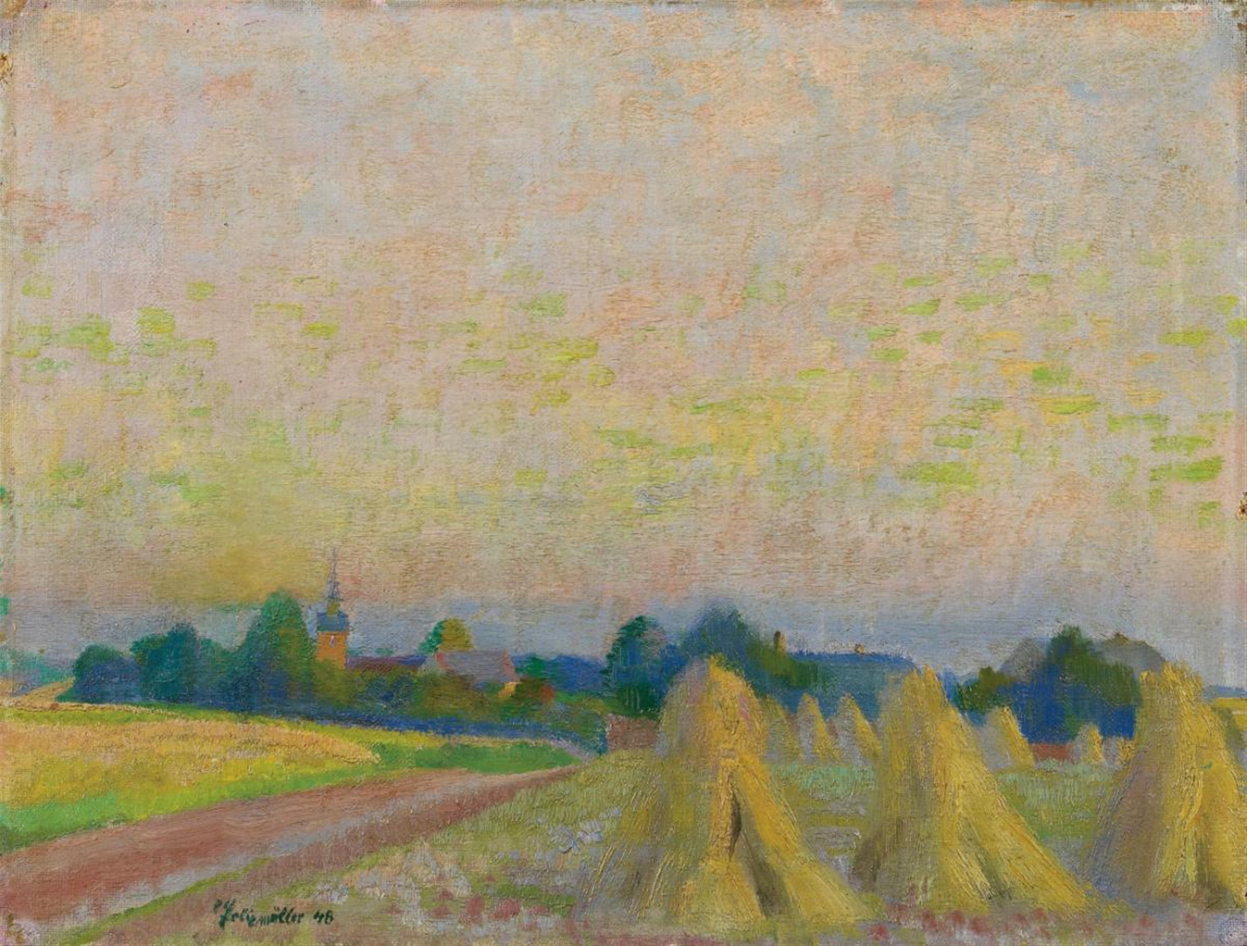 Conrad Felixmüller - Ernte. Abendlandschaft Tautenhain (Harvest. Nocturnal Landscape Tautenhain) - image-1
