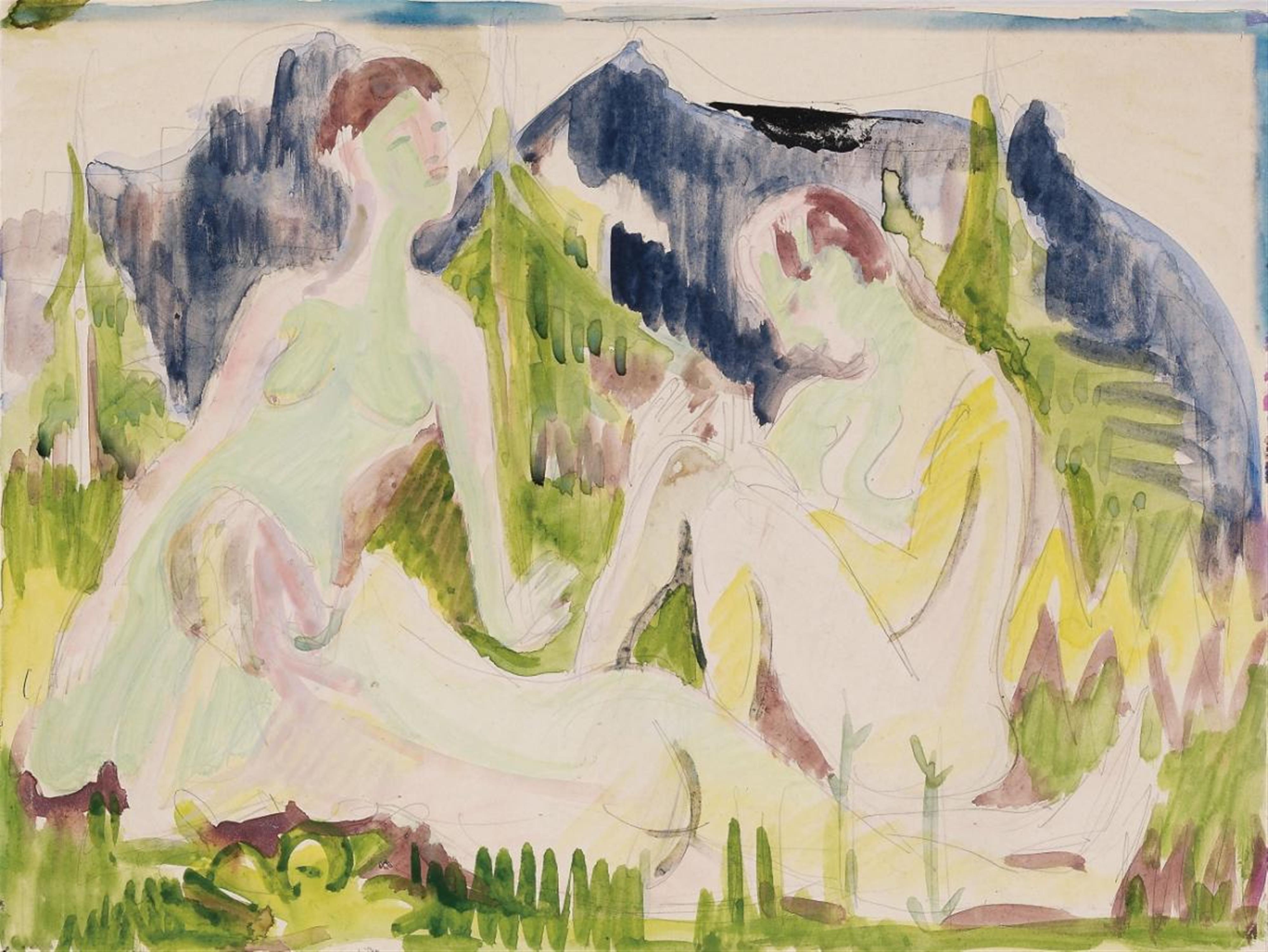 Ernst Ludwig Kirchner - Three Bathers (Nudes in Mountain Landscape) - image-2