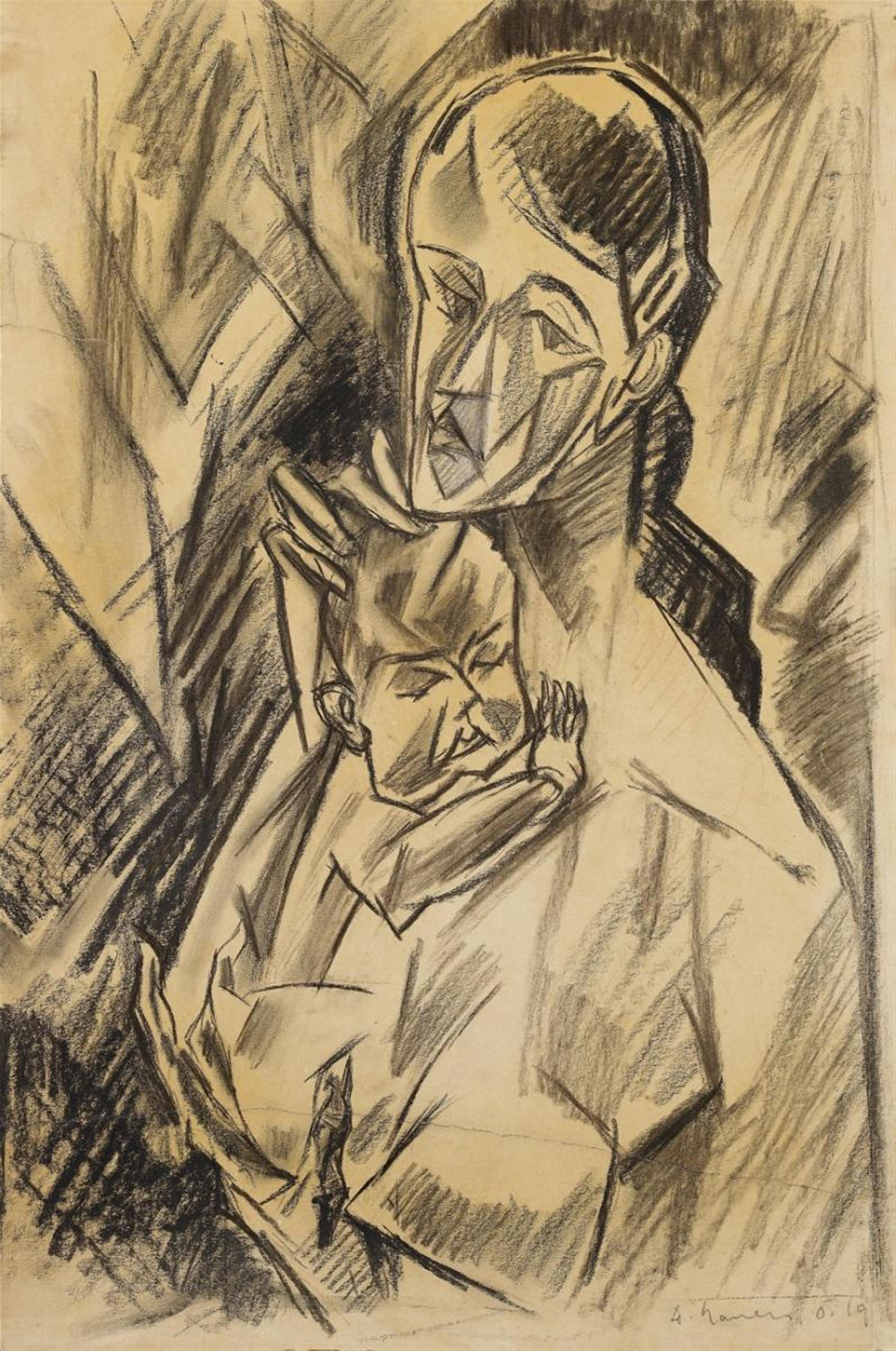 Heinrich Nauen - Mother and Child (Composition Sketch) - image-1