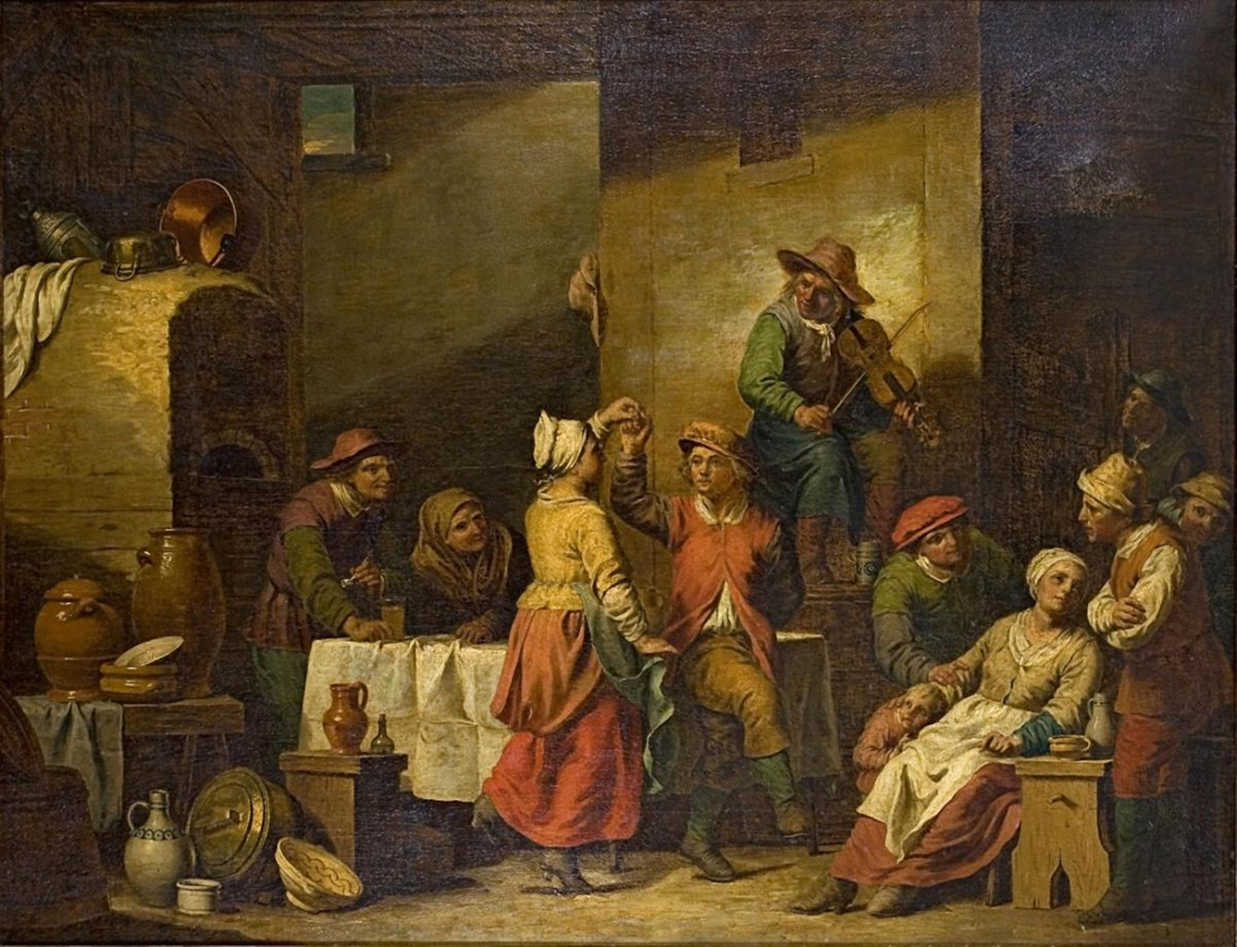 Niederländischer Künstler, wohl 19. Jahrhundert - TANZENDE UND MUSIZIERENDE BAUERN IN EINER SCHÄNKE - image-1