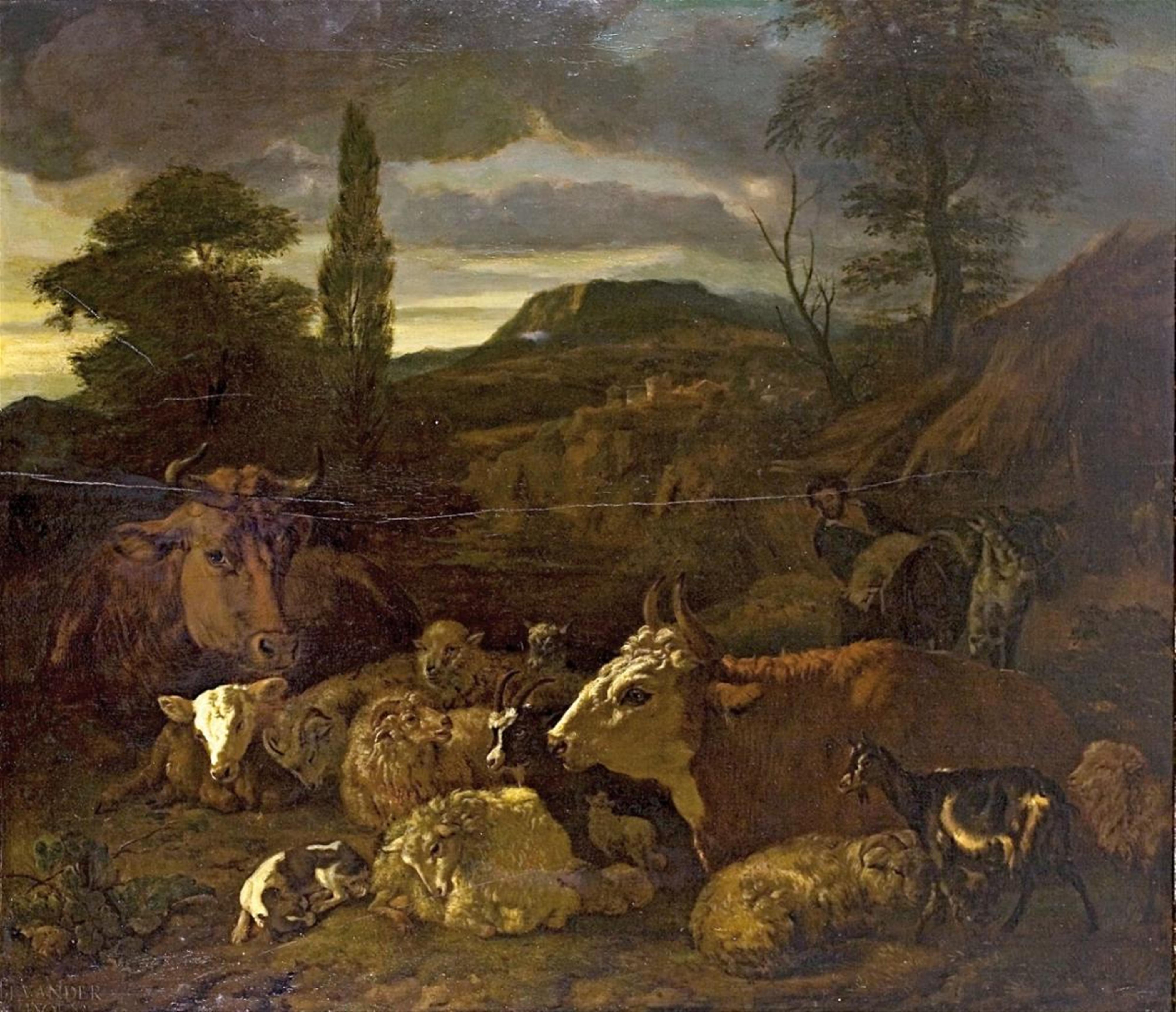Jacob Van Der Does the Elder, attributed to - SOUTHERN LANDSCAPE WITH CATTLE - image-1