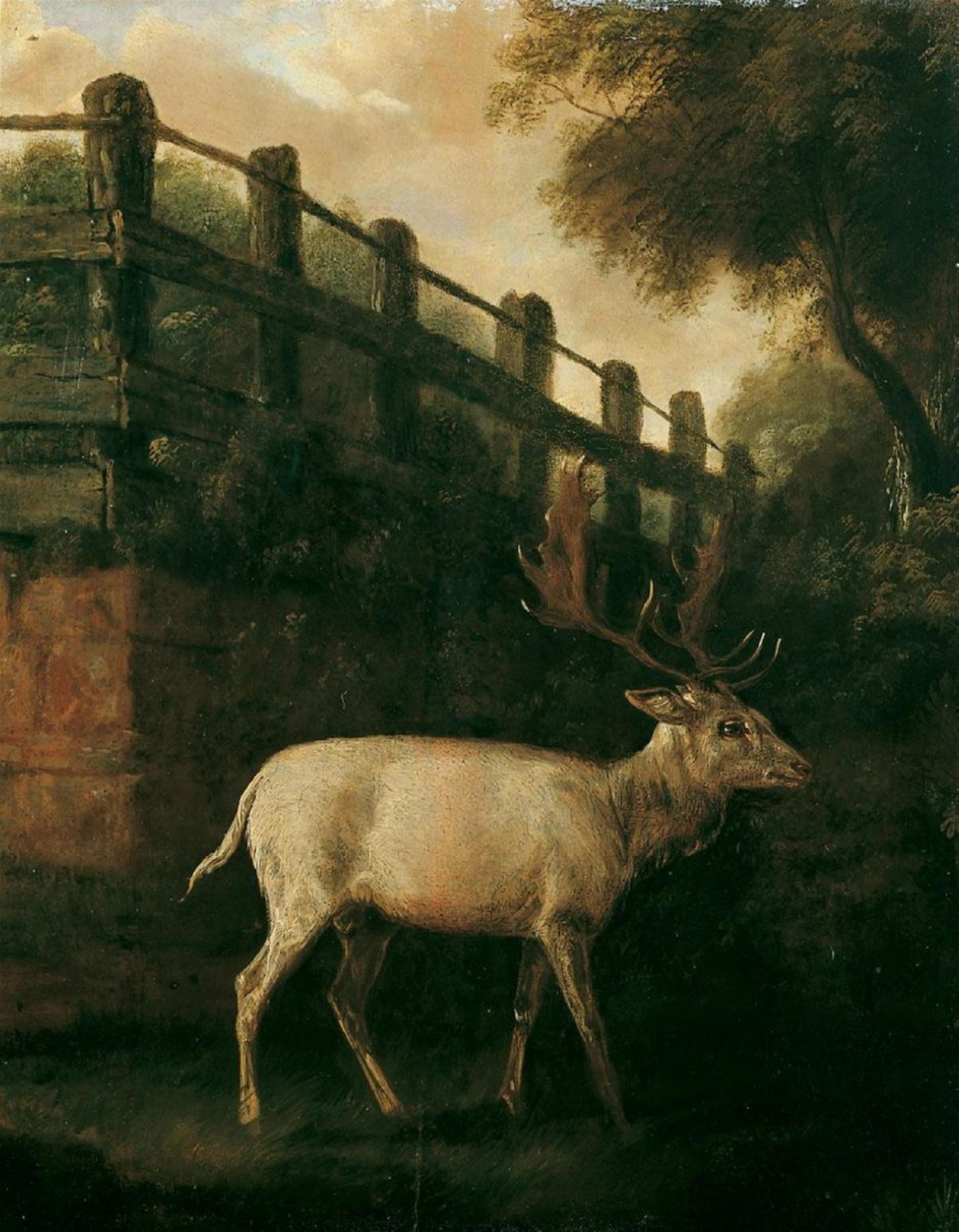 Johann Elias Ridinger, attributed to - A WHITE DEER IN AN ENCLOSURE - image-1