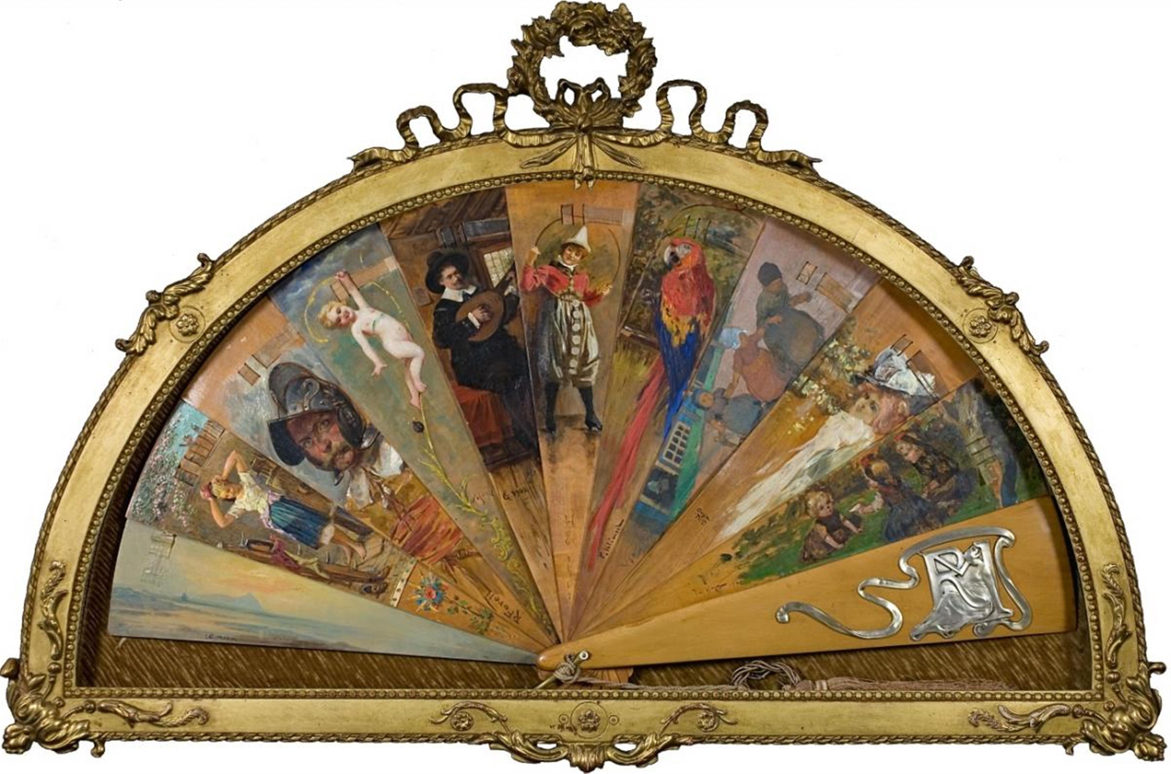 Frankfurter Künstler um 1900/1901 - GEMÄLDEFÄCHER MIT ZEHN GENRE-, BILDNIS- UND LANDSCHAFTSDARSTELLUNGEN - image-1