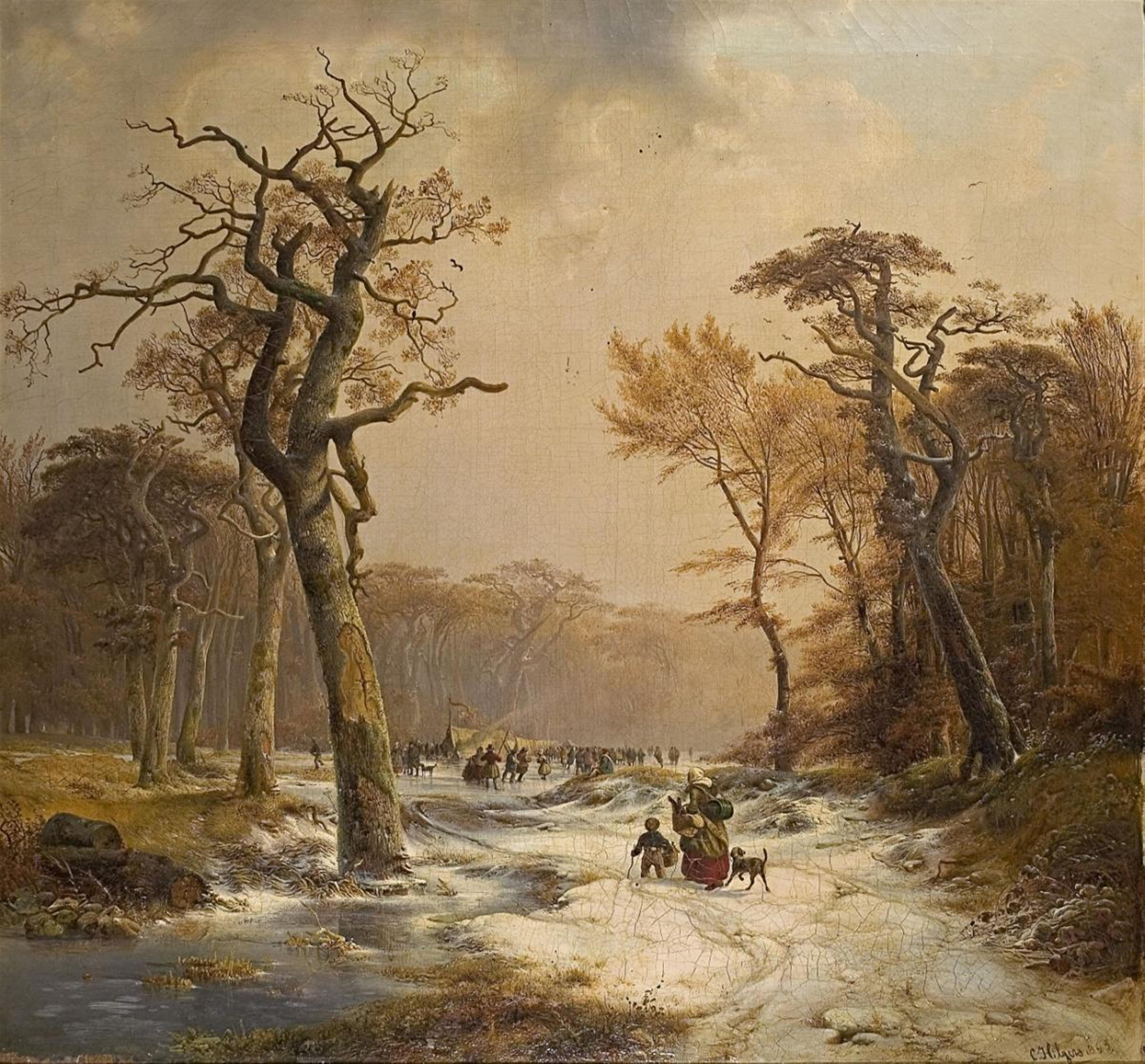 Carl Hilgers - WINTER LANDSCAPE WITH SKATERS - image-1