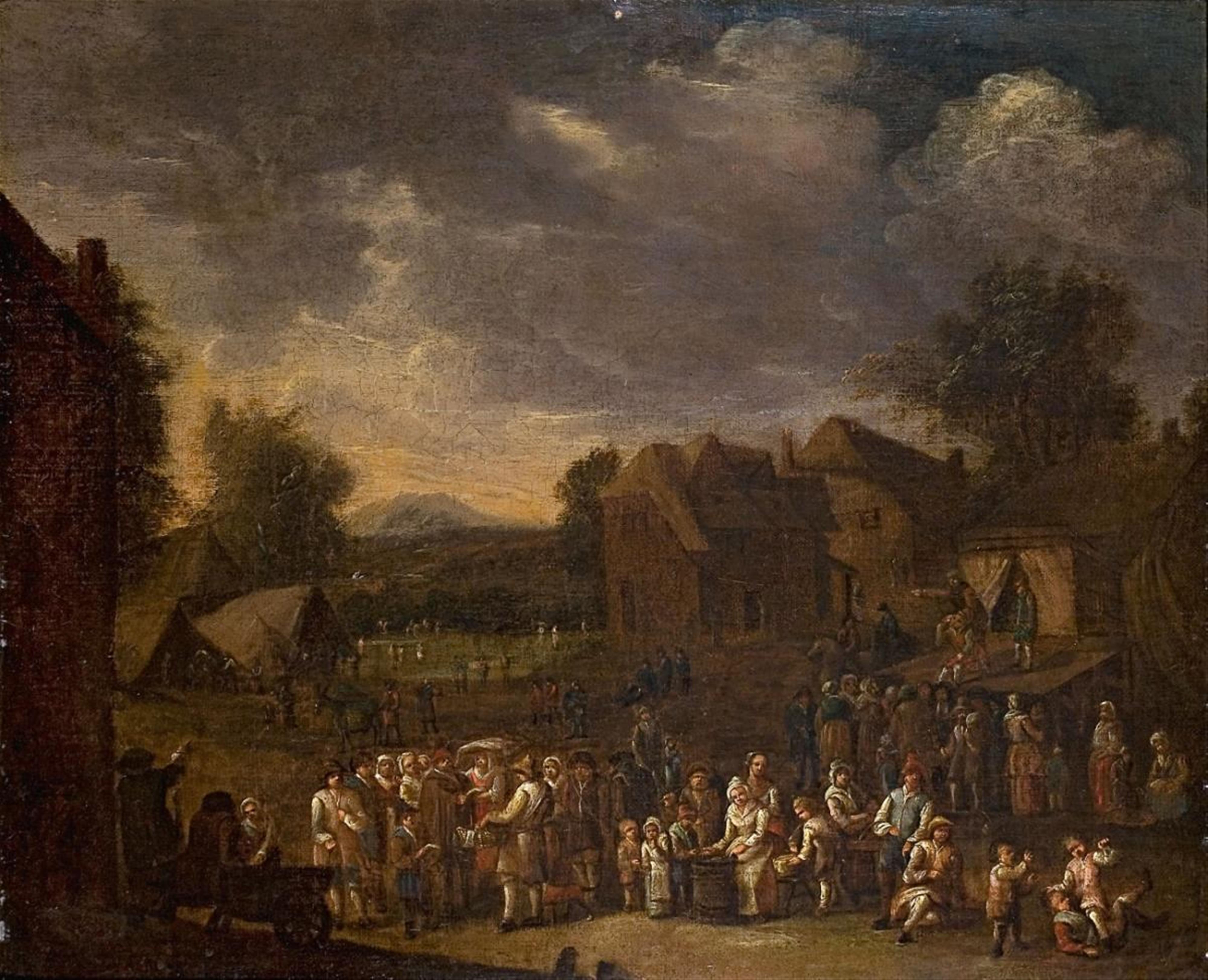 German School, 18th century - MARKET WITH TRAVELLING THEATRE - image-1