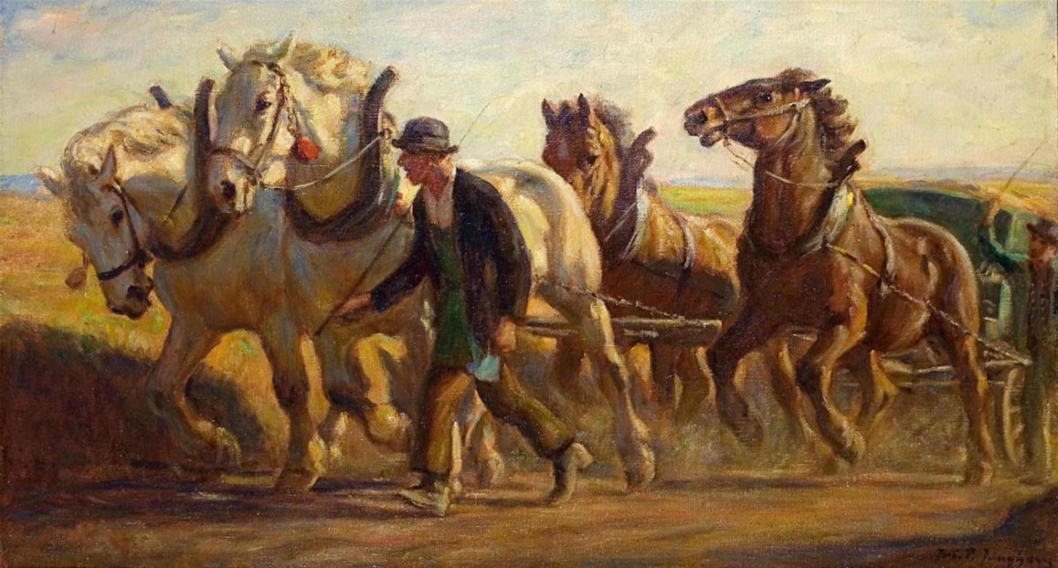 Julius Paul Junghanns - PEASANT WITH CARRIAGE AND FOUR - image-1