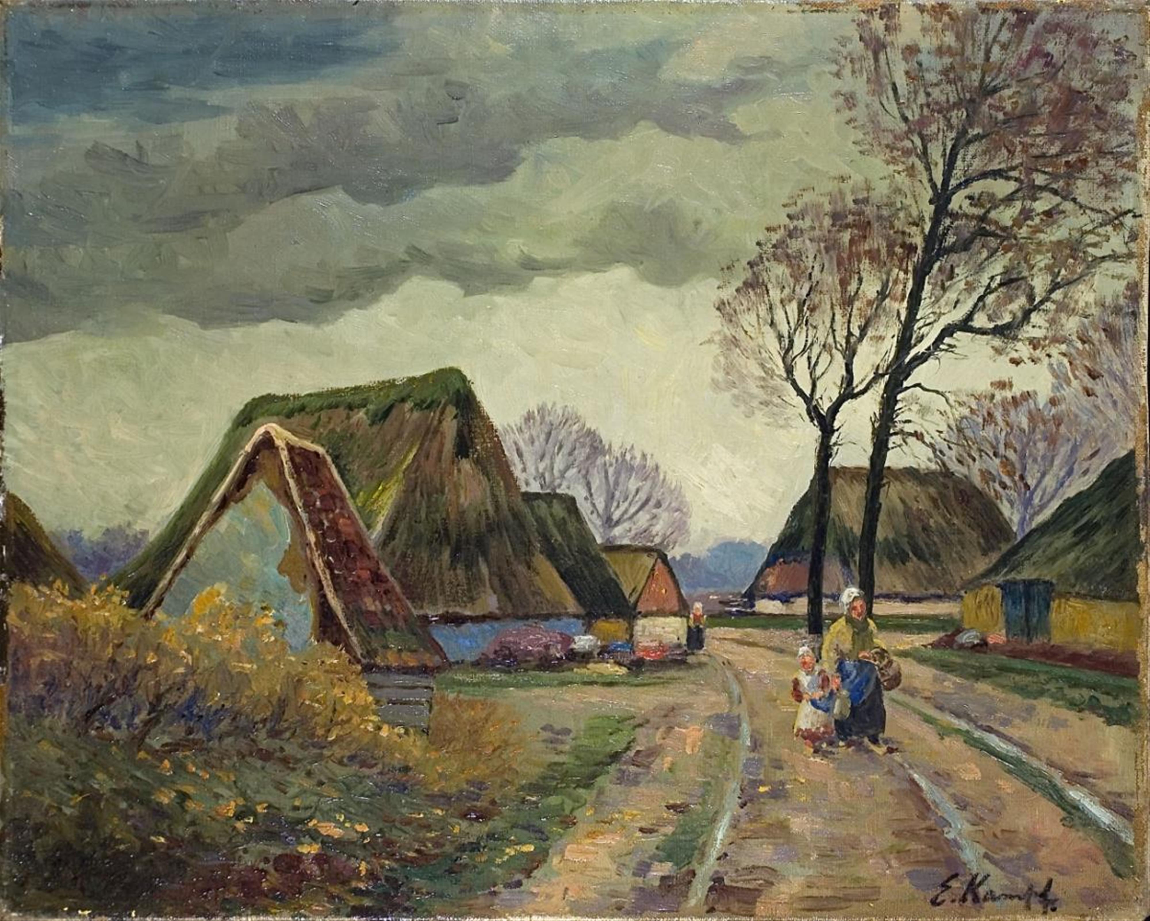 Eugen Kampf - MOTHER WITH DAUGHTER ON A VILLAGE ROAD - image-1