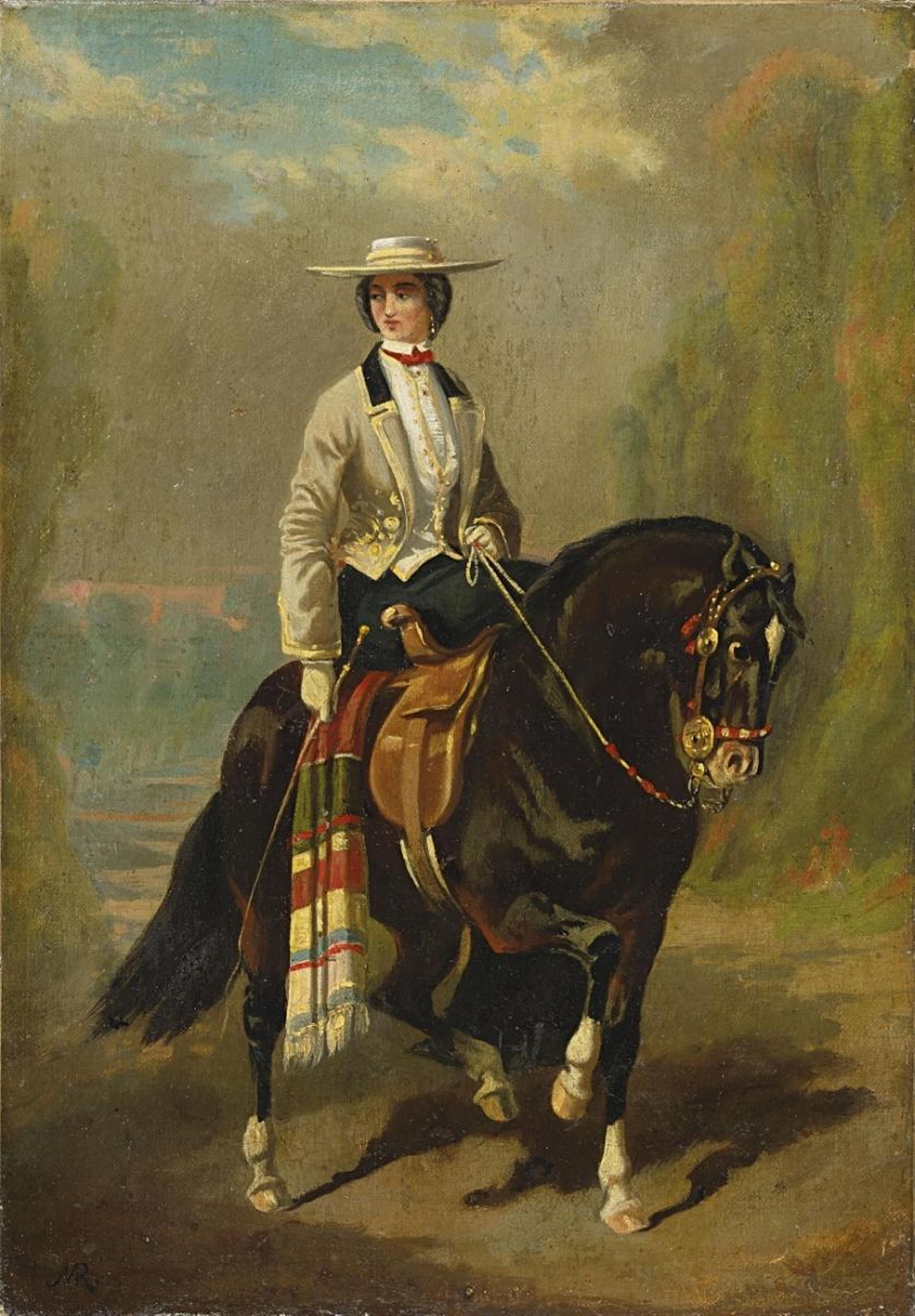 Johann Moritz Rugendas - LADY ON A BLACK HORSE - image-1