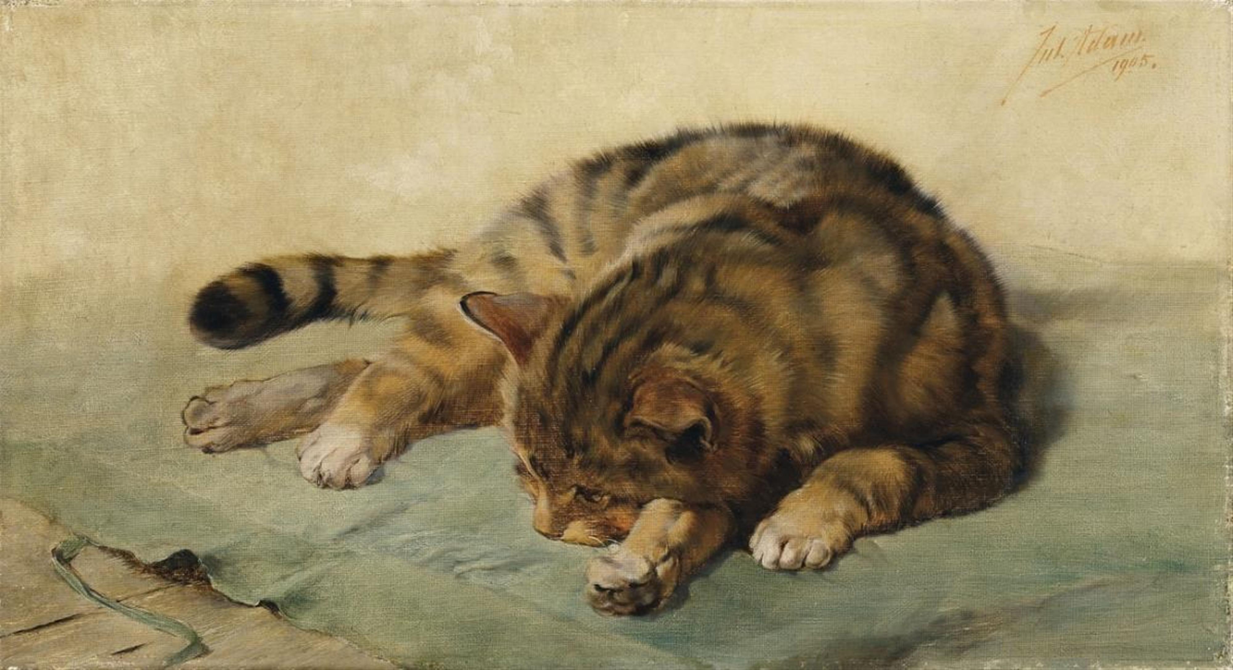 Julius Adam the Younger - CAT LYING - image-1