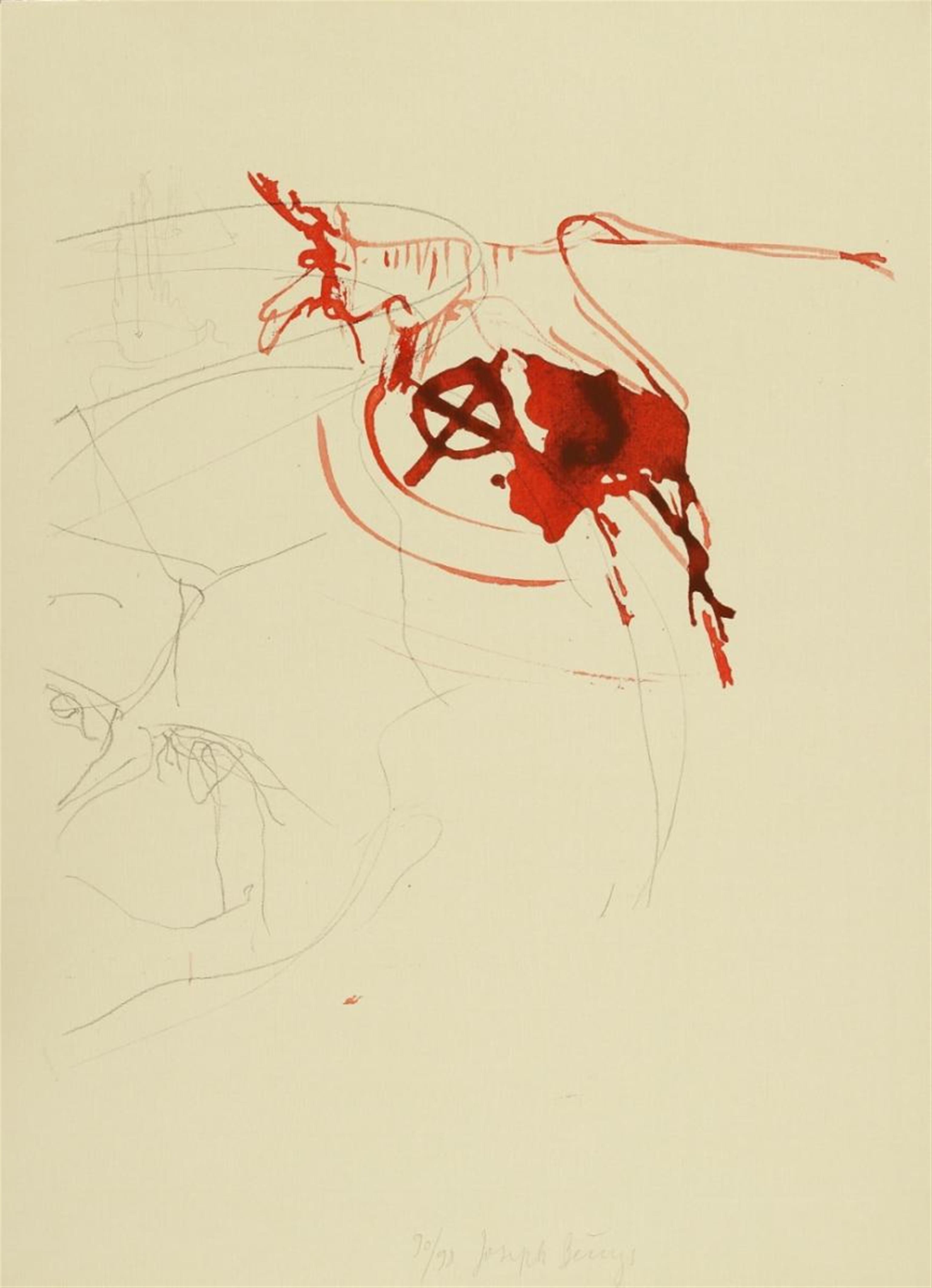Joseph Beuys - Ohne Titel (Blutender Hirsch auf Schädel) - image-1