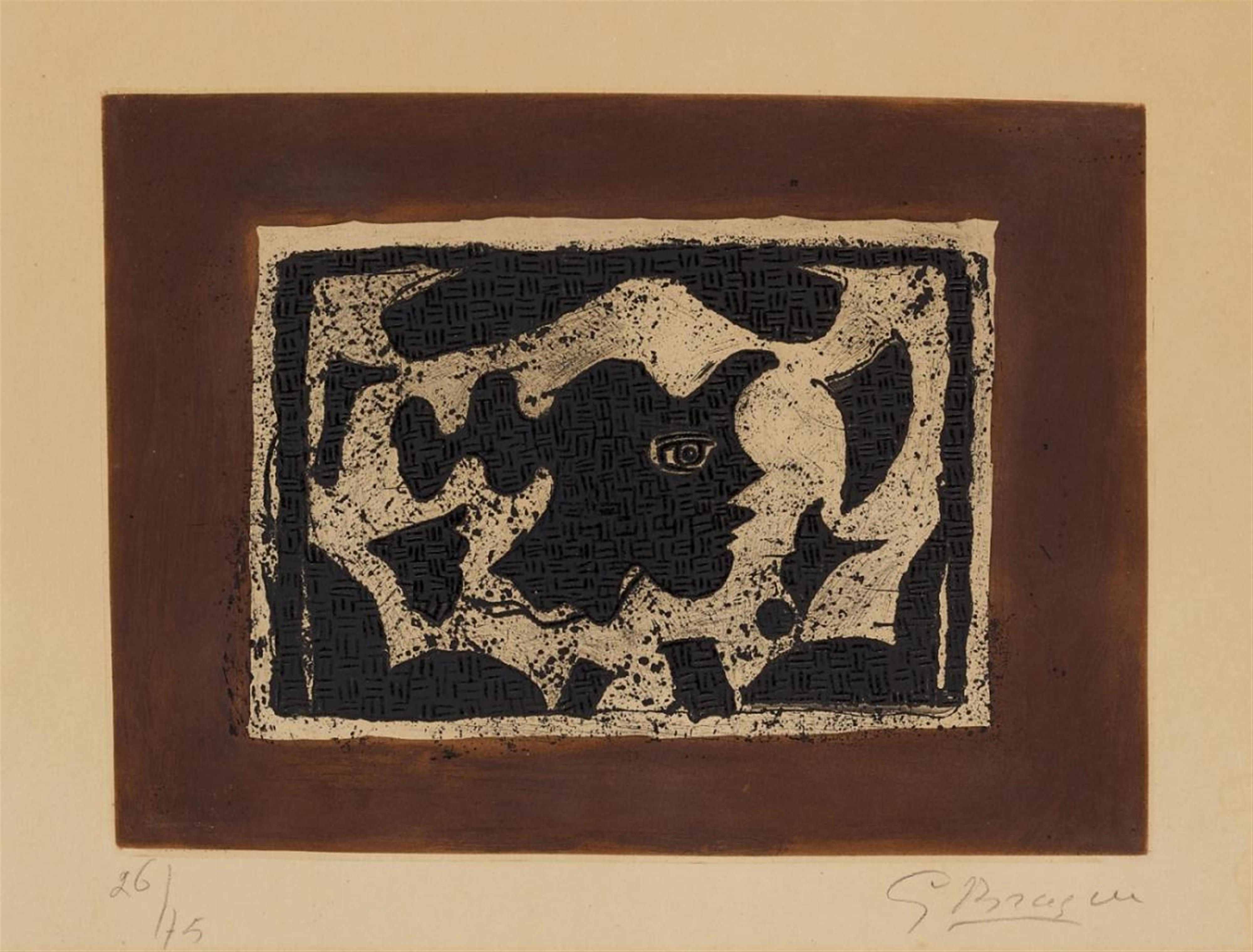 Georges Braque - Tête grecque sur fond brun - image-1
