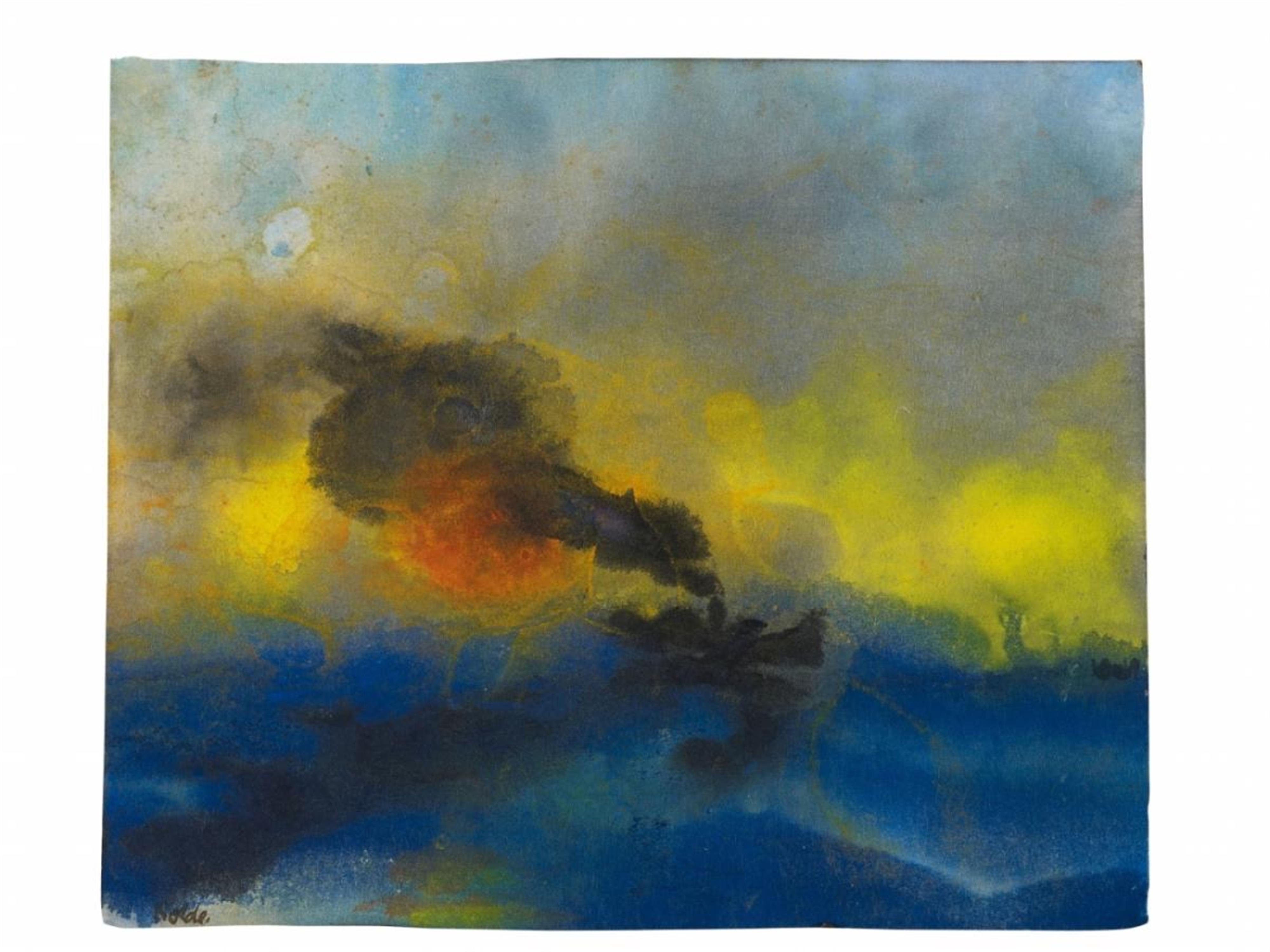 Emil Nolde - Abendliches Meer und schwarzer Dampfer (Evening sea and black steamer) - image-1