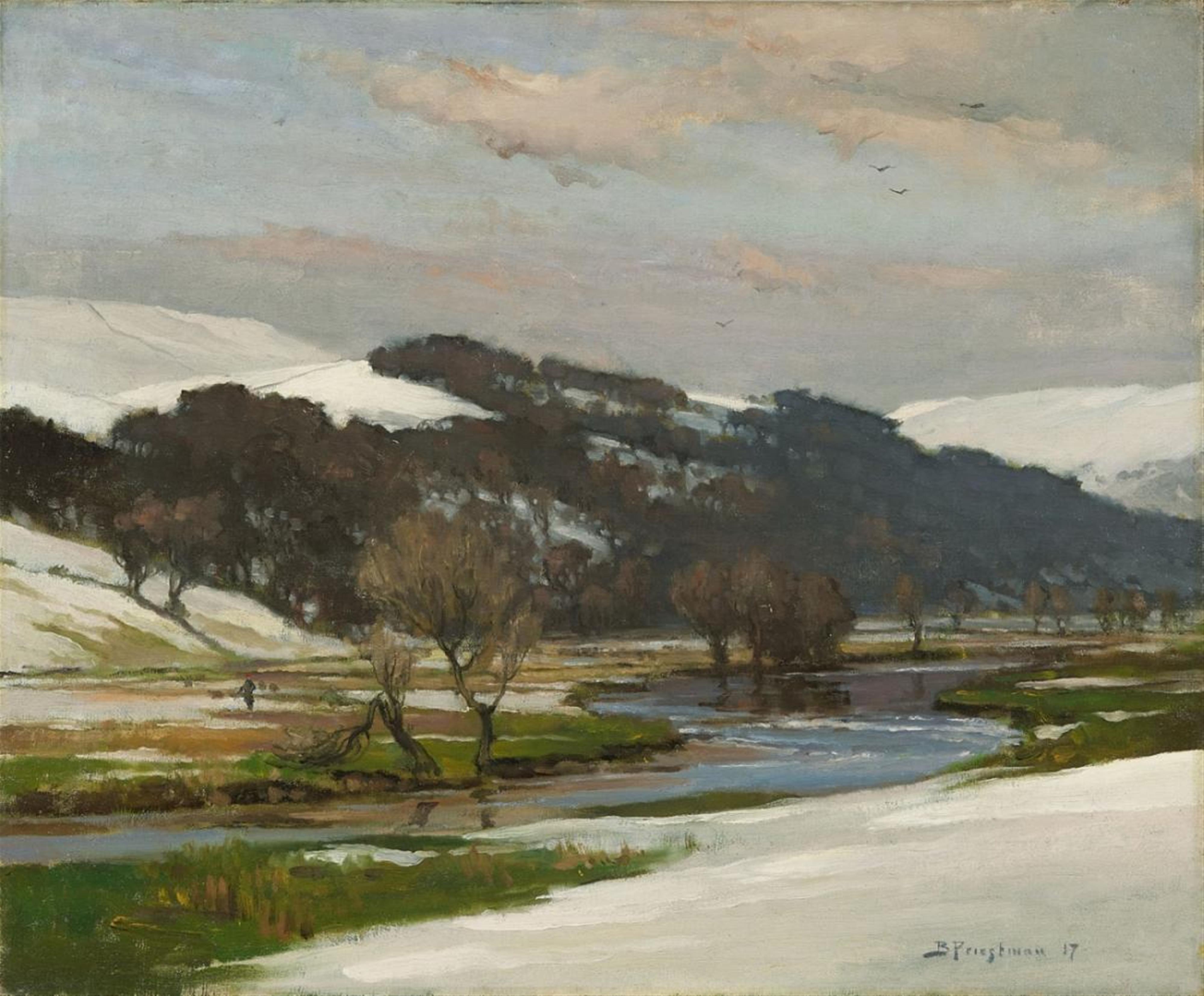 Bertram Priestman - Winterliche Flußlandschaft (Wintery River Landscape) - image-1
