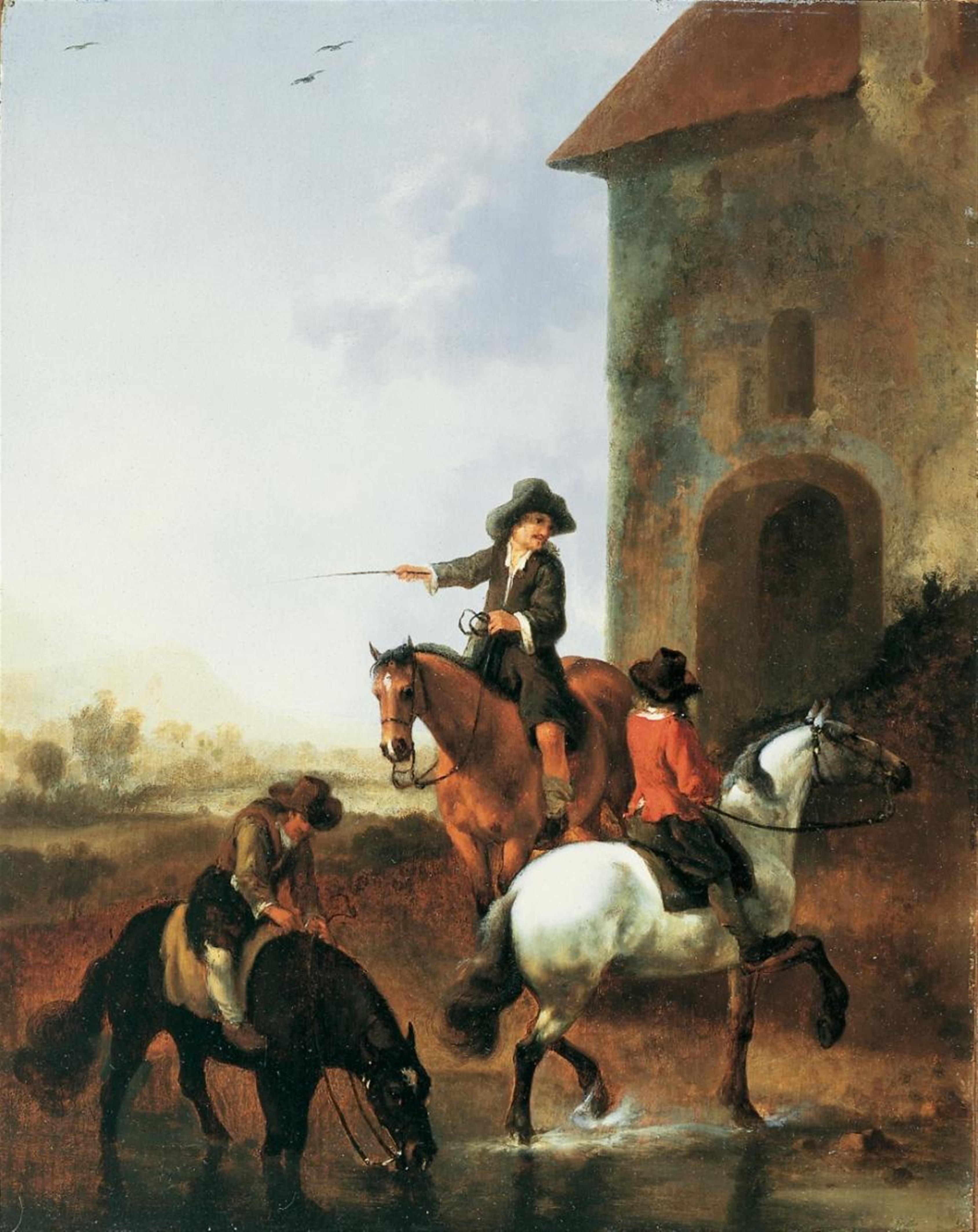 Netherlandish School, 17th century - THREE RESTING HORSEMEN - image-2