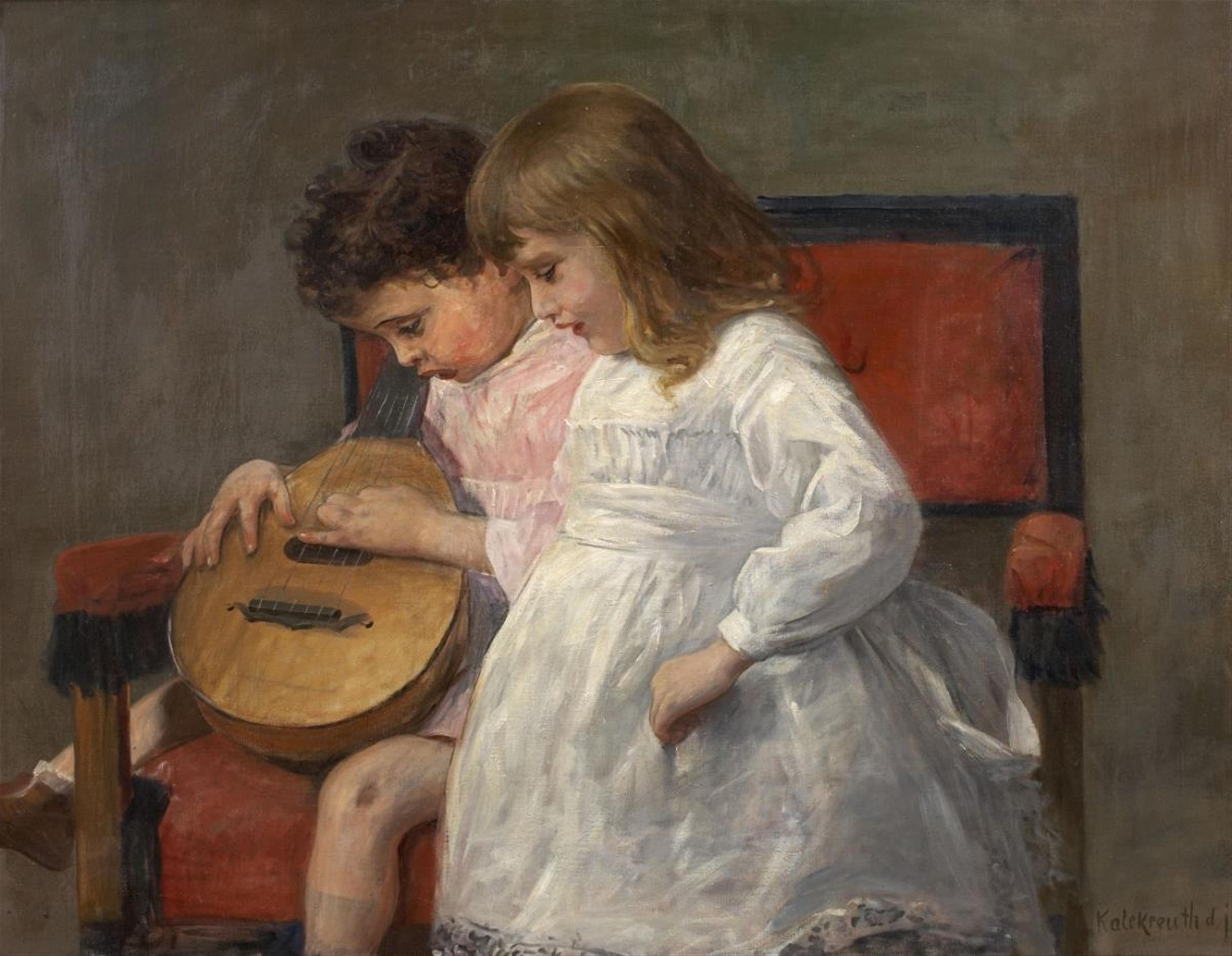Leopold Graf von Kalckreuth - BROTHER AND SISTER PLAYING MUSIC - image-1