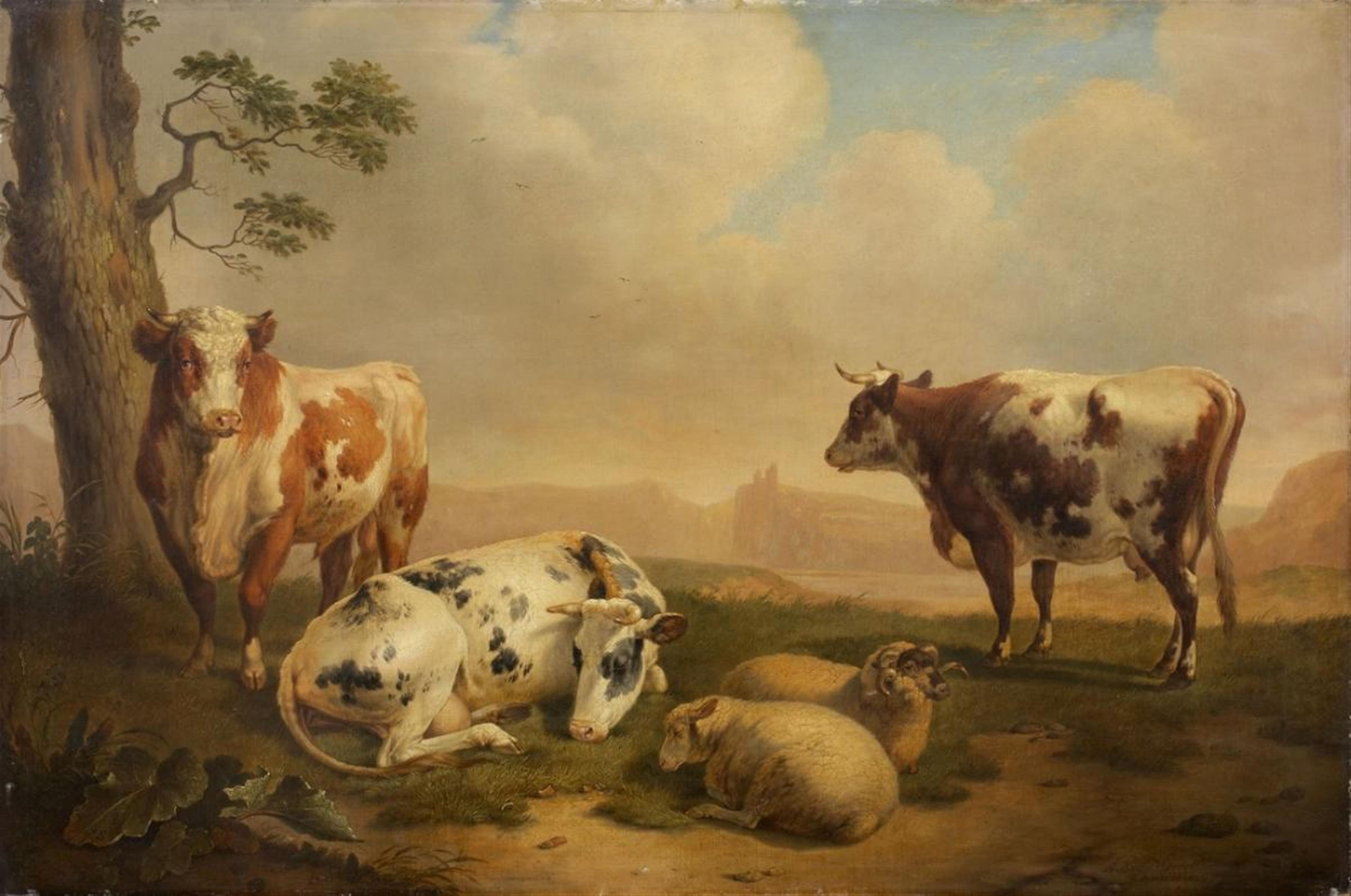Abraham Bruiningh van Worrell - LANDSCAPE WITH COWS AND SHEEPS - image-1