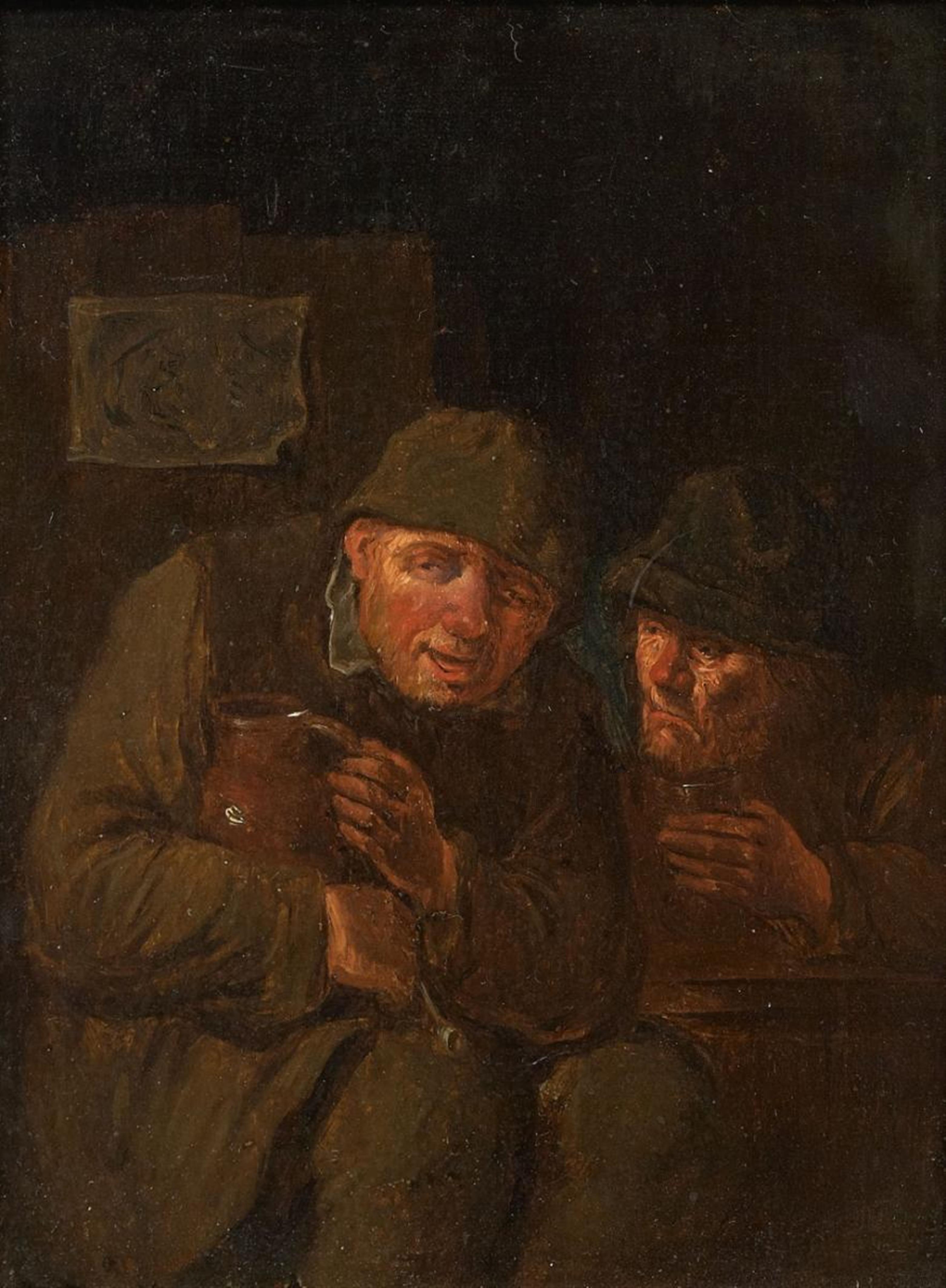 Egbert van Heemskerck the Elder - TWO DRINKING MAN WITH JUG, CUP AND PIPE - image-1