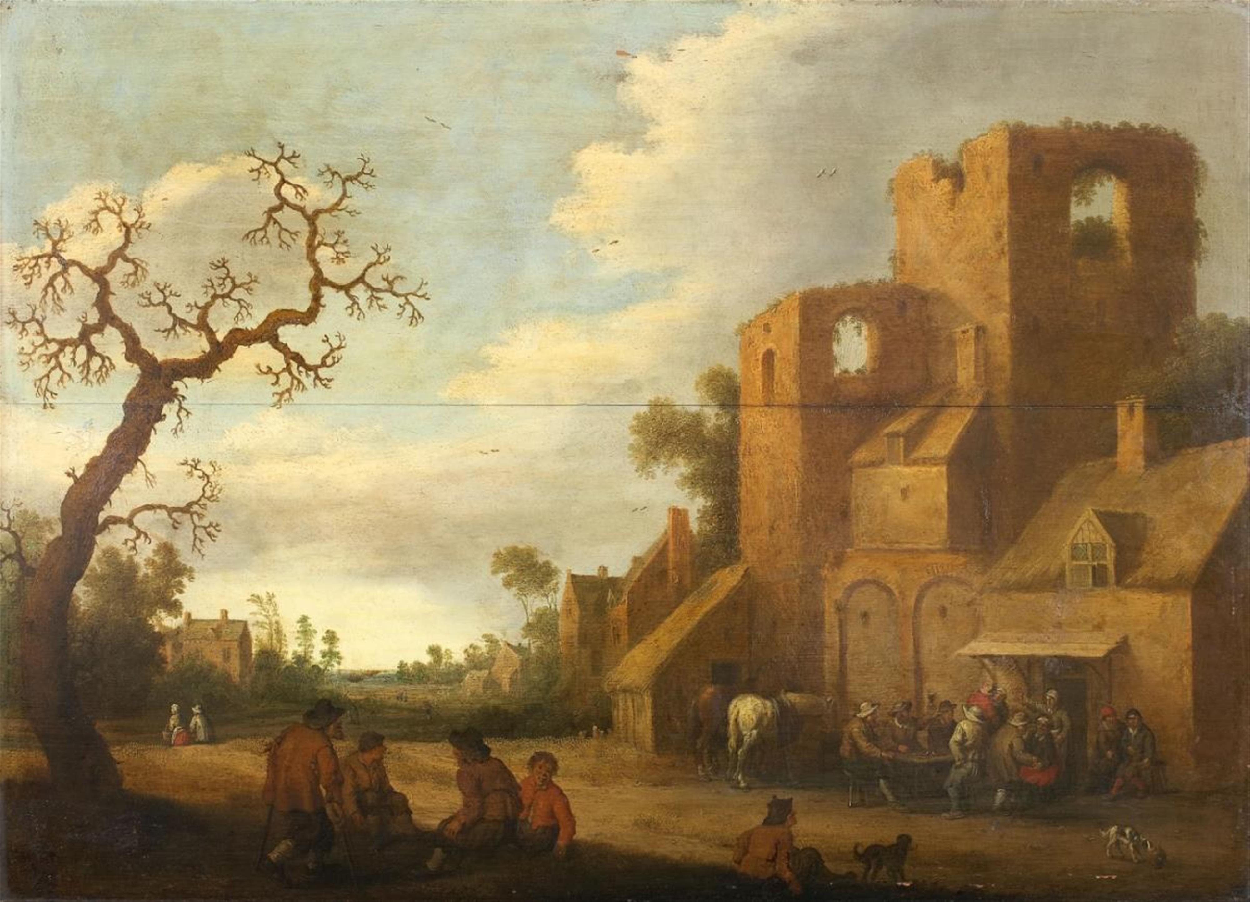 Netherlandish School, second half 17th century - PEASANTS IN FRONT OF A TAVERN - image-1