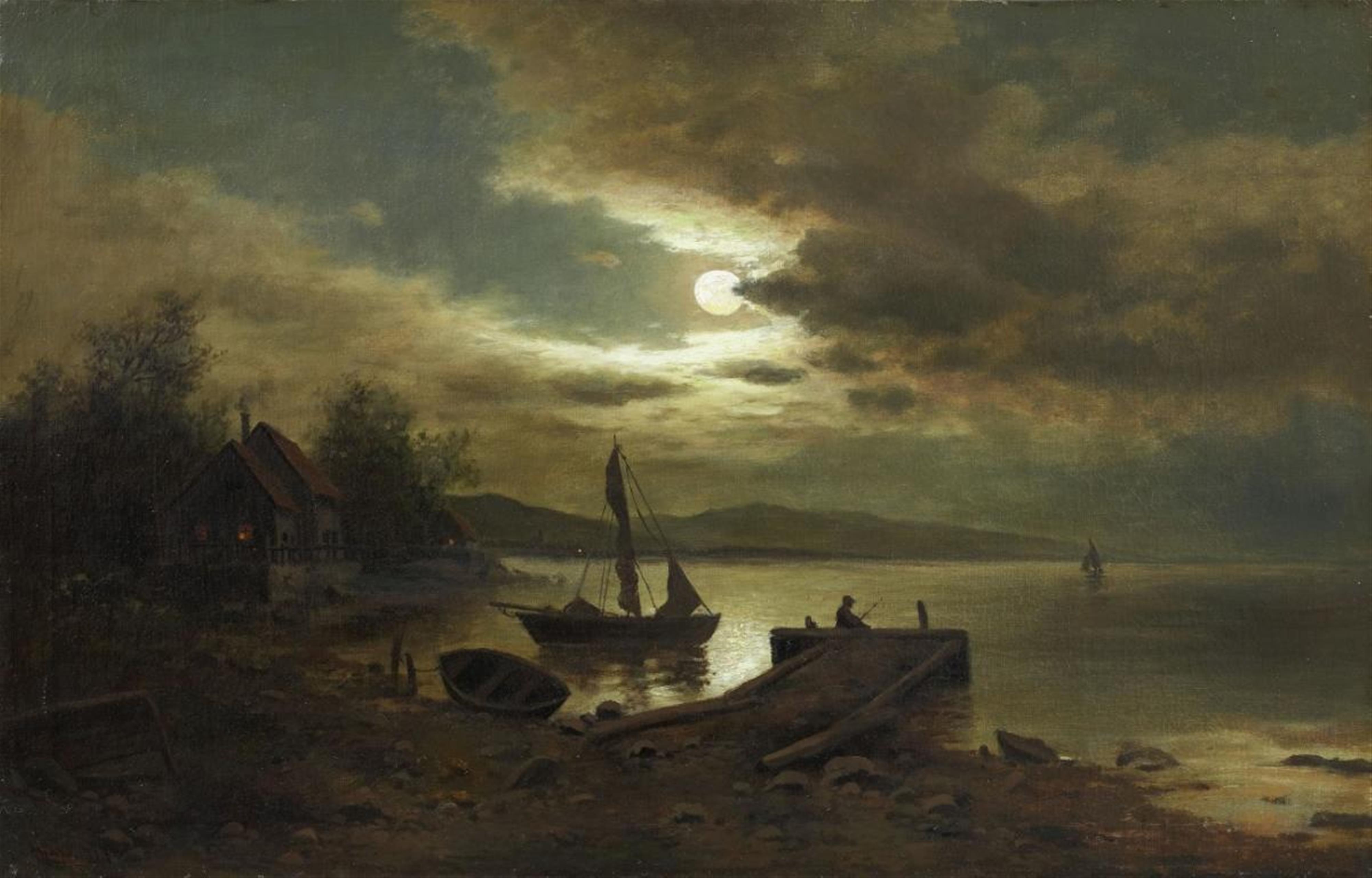 Fritz Chwala - SEA LANDSCAPE IN THE MOONLIGHT - image-1