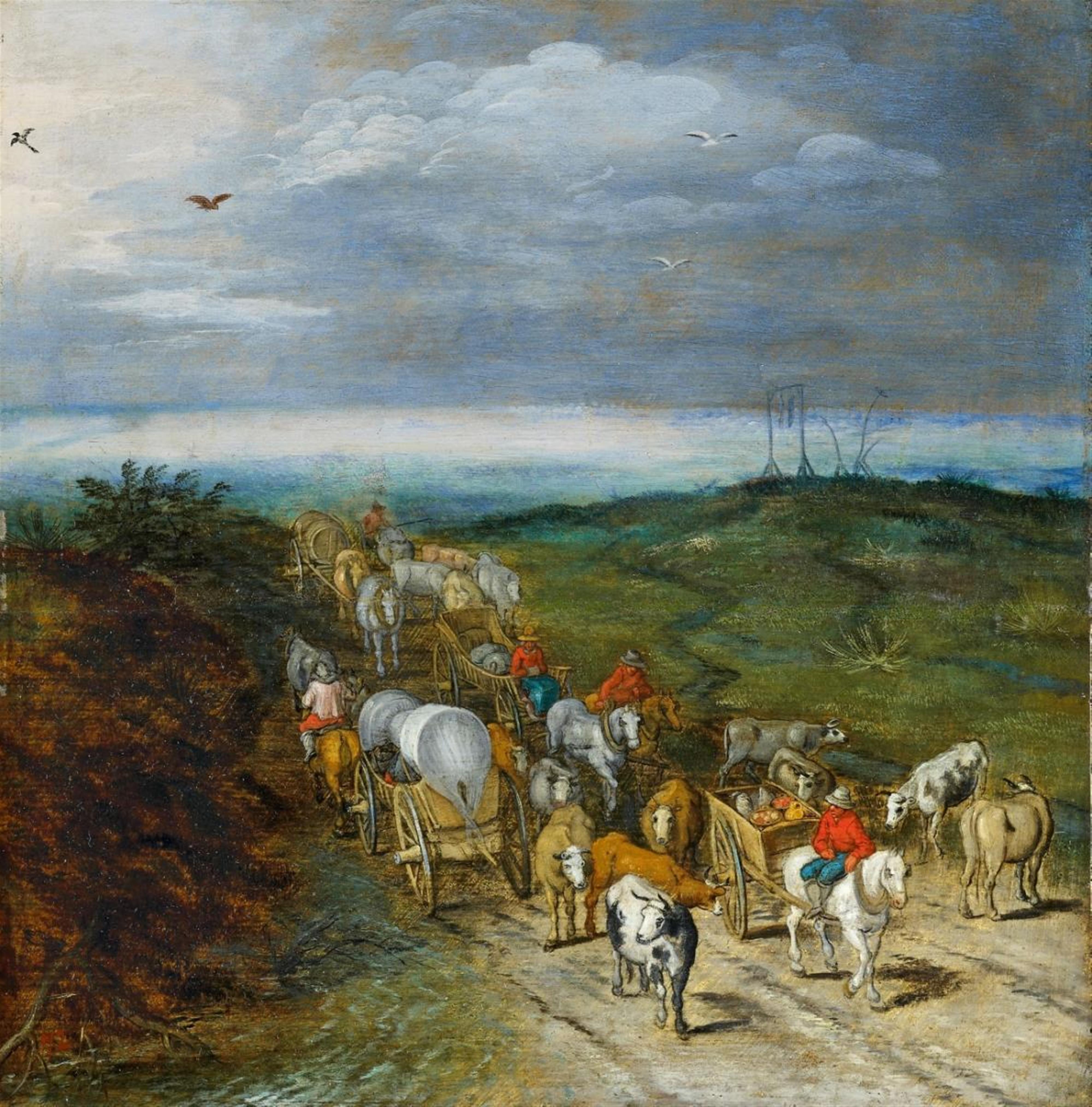 Jan Brueghel the Younger - LANDSCAPE WITH TRAVELLERS AND CATTLE HERD - image-1
