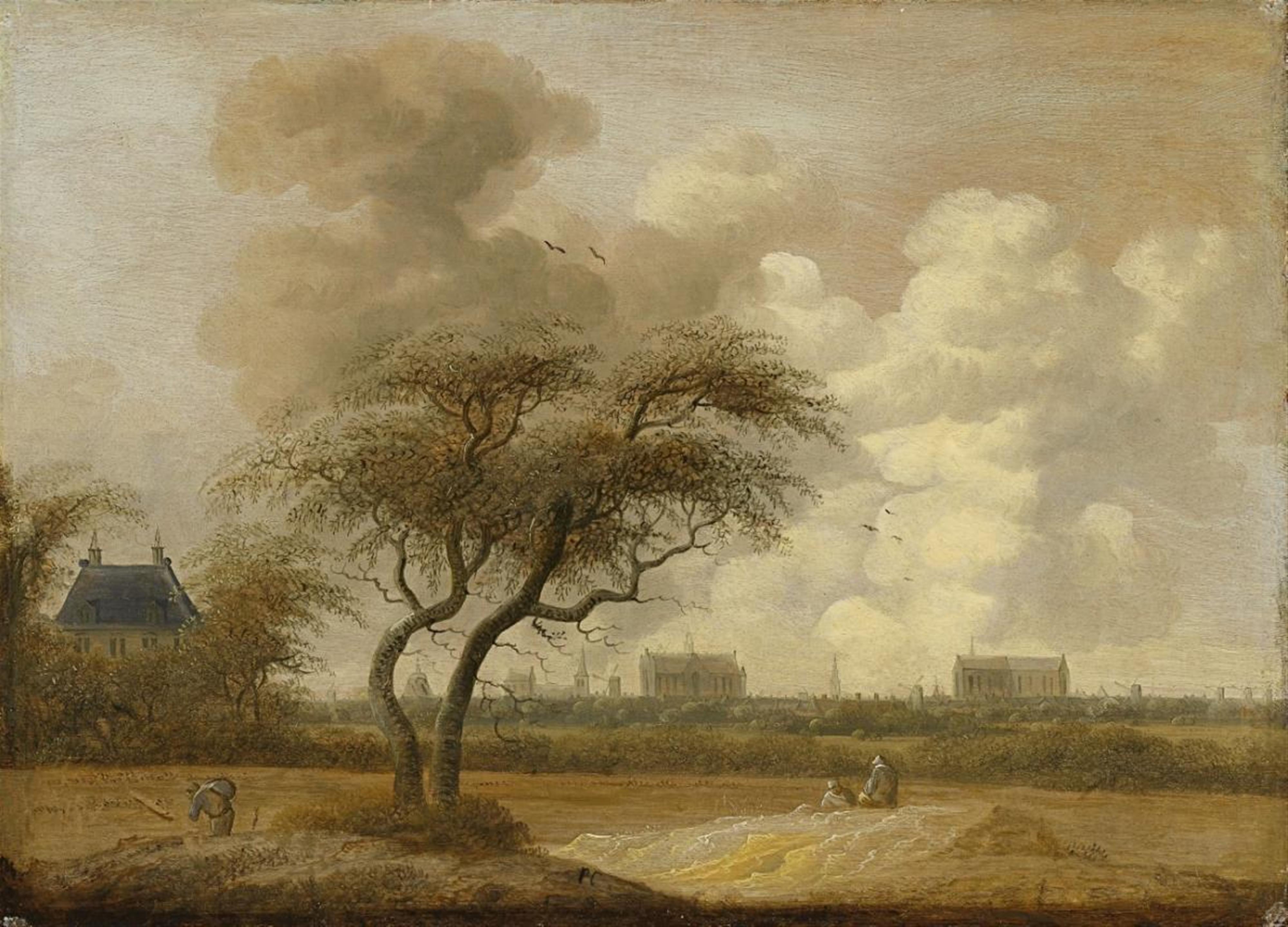 Jacob van der Croos - LANDSCAPE WITH VIEW ON LEIDEN - image-1