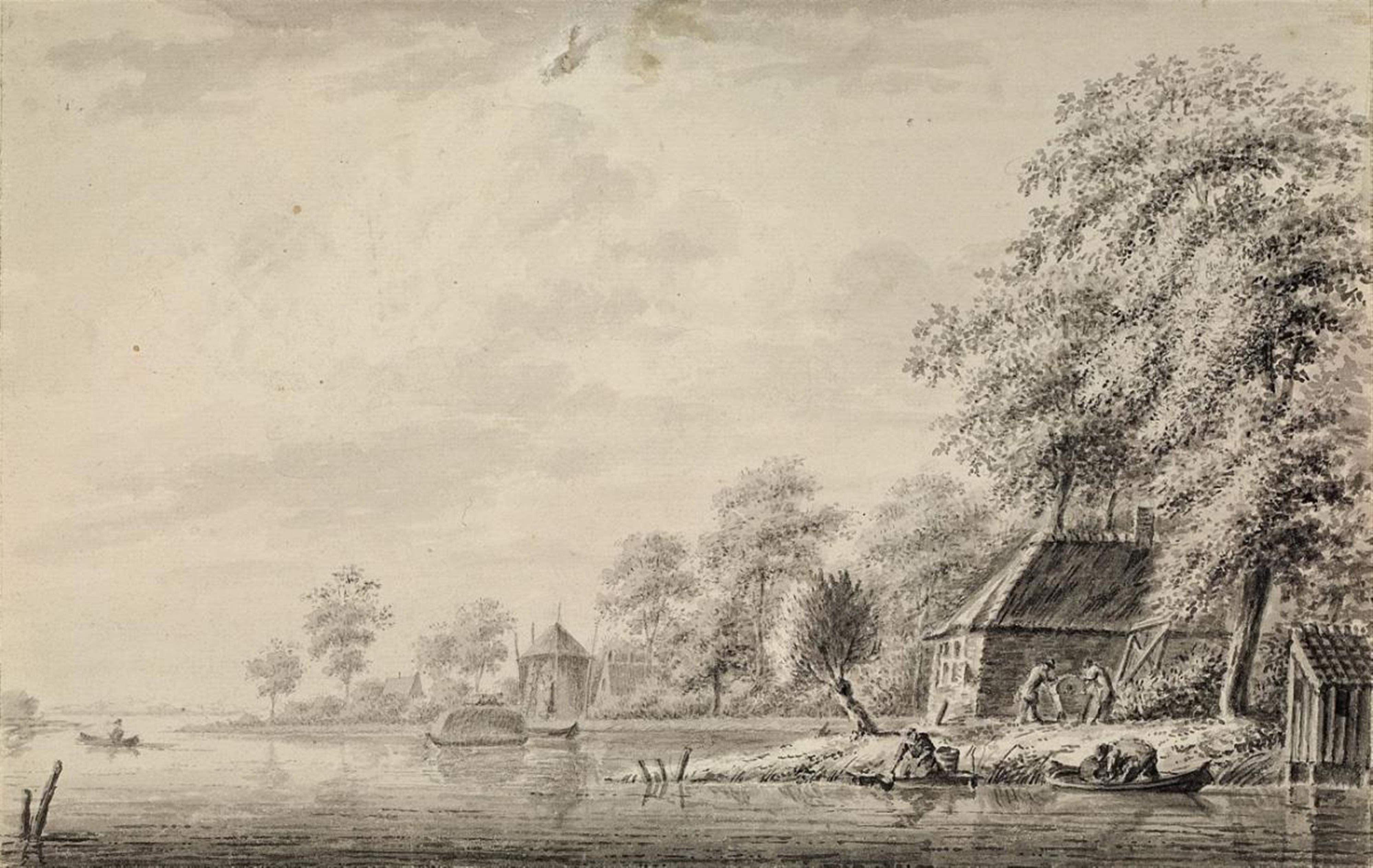 Netherlandish School, 18th century - RIVER LANDSCAPE - image-1