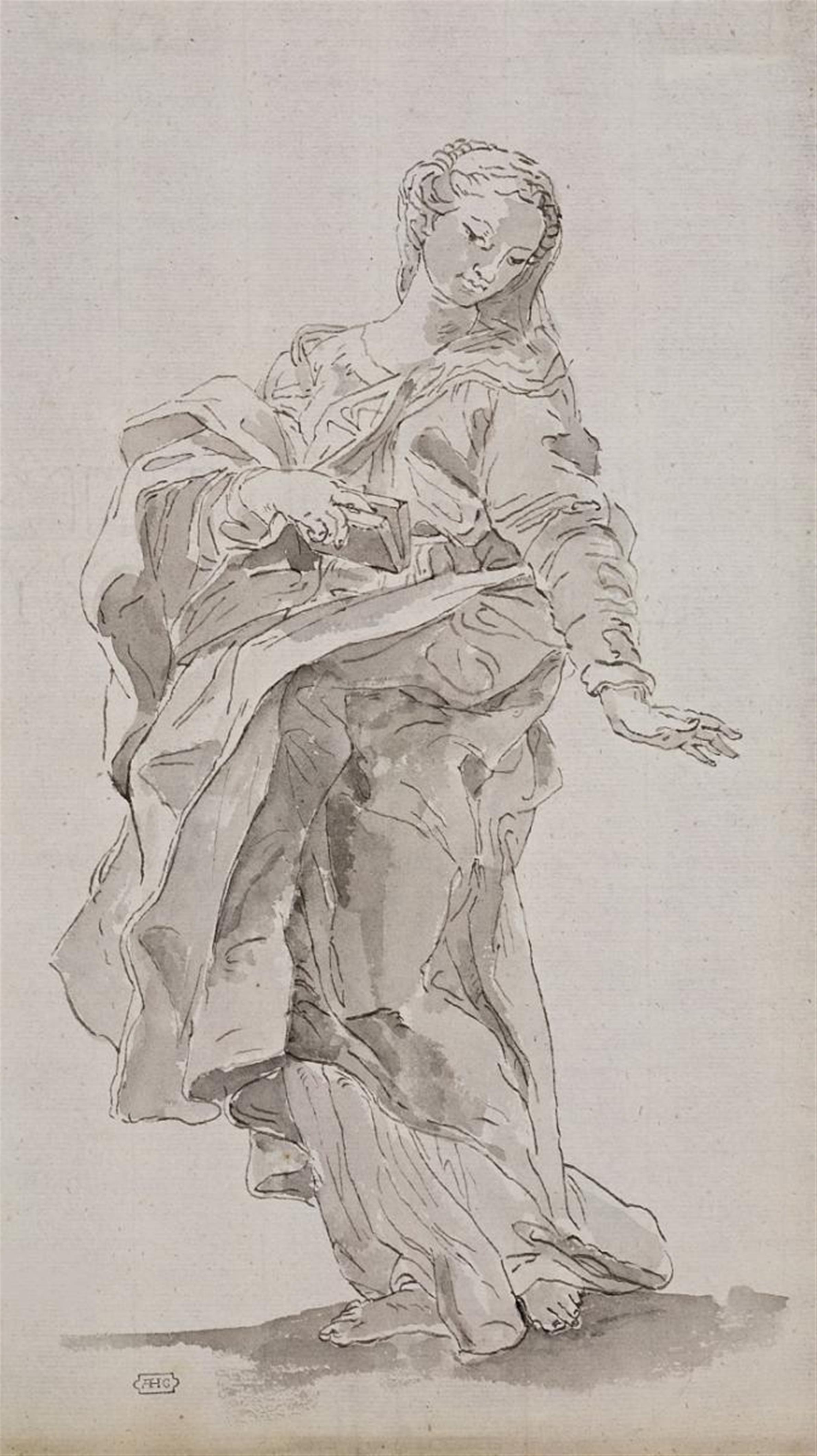 Venetian School, 18th century - STUDY FOR THE VIRGIN OF THE ANNUNCIATION - image-1