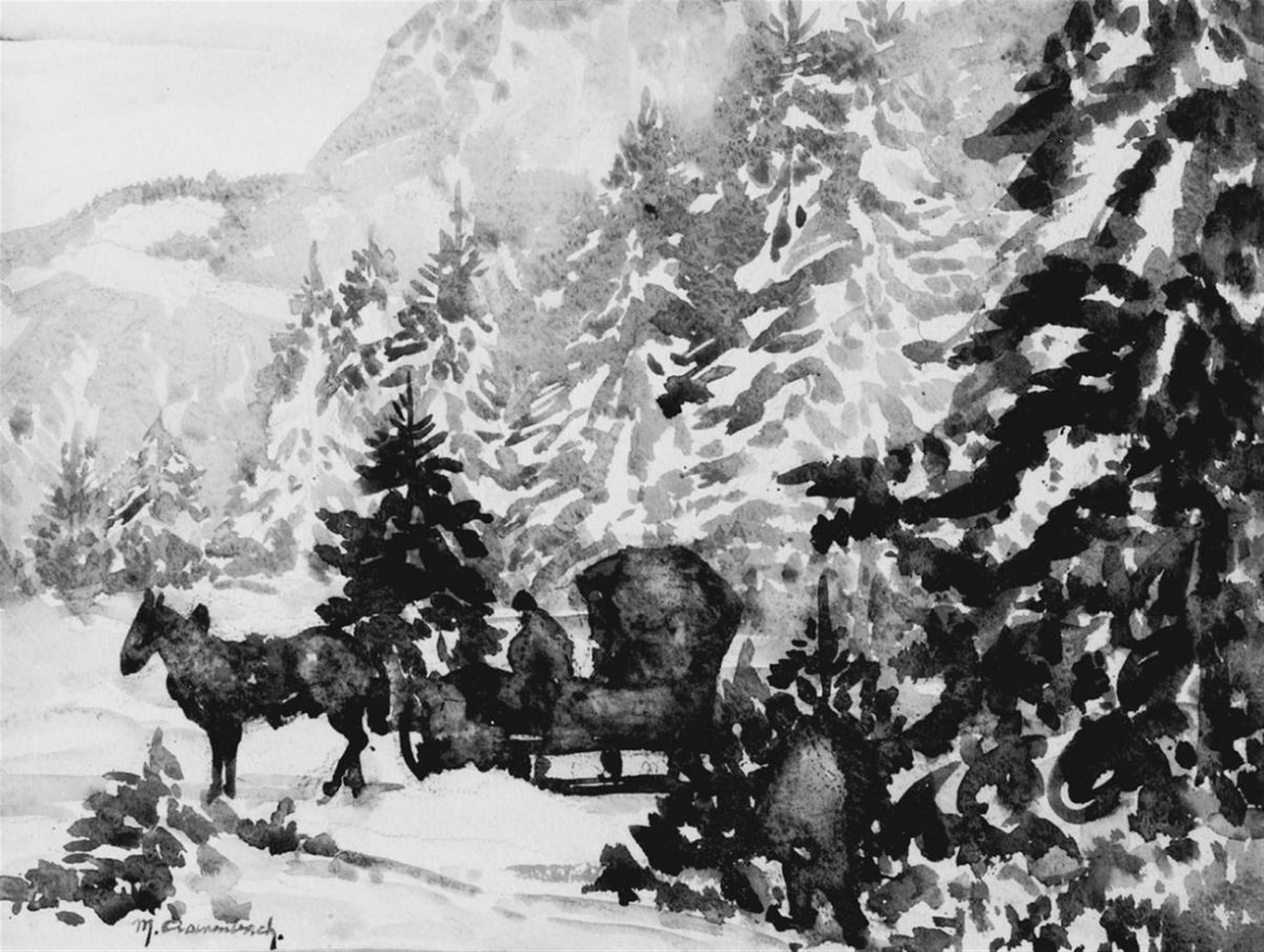 Max Clarenbach - WINTER LANDSCAPE WITH SLEIGH - image-1