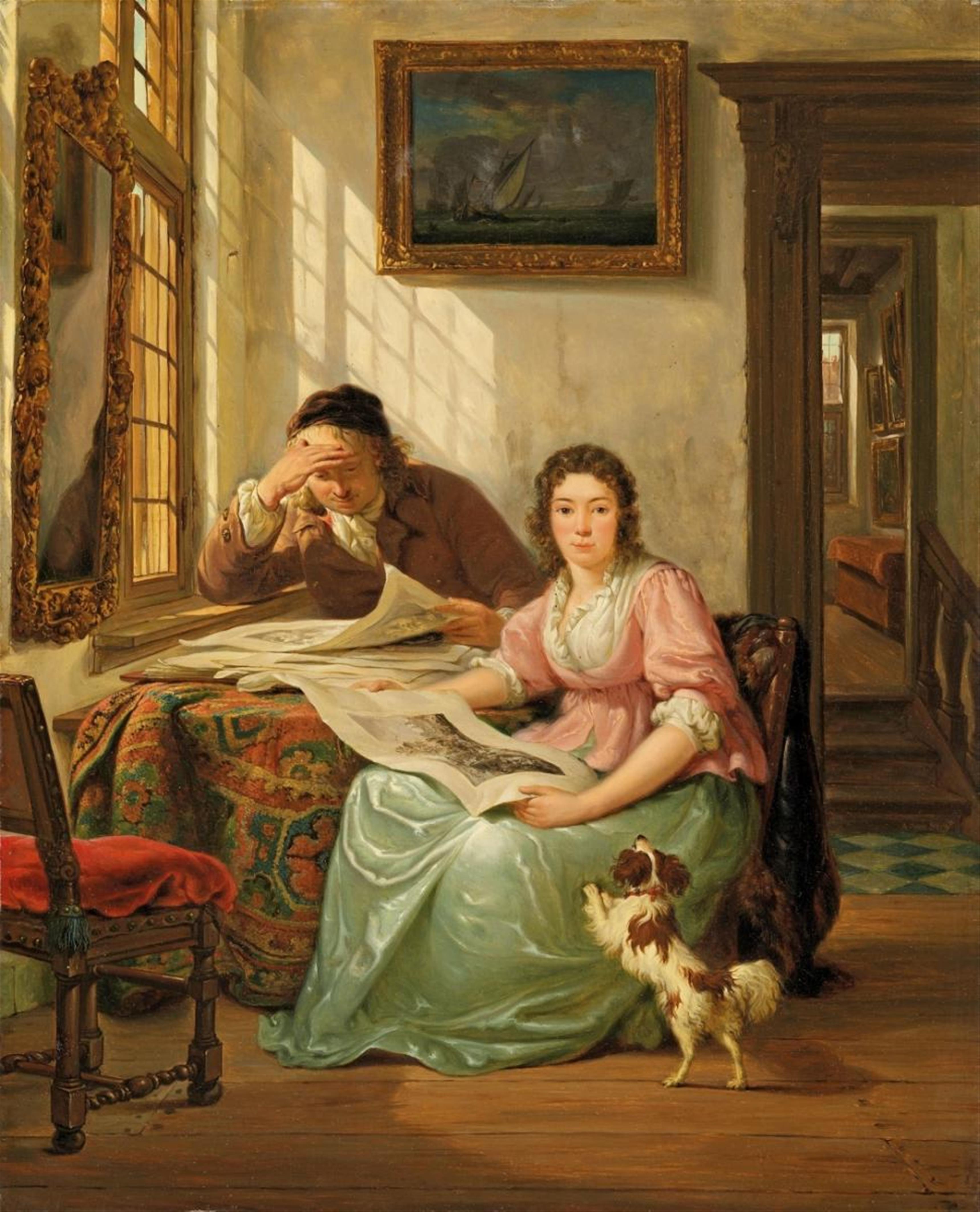 Abraham van Stry the Elder - INTERIEUR WITH ART COLLECTOR AND HIS WIFE - image-1