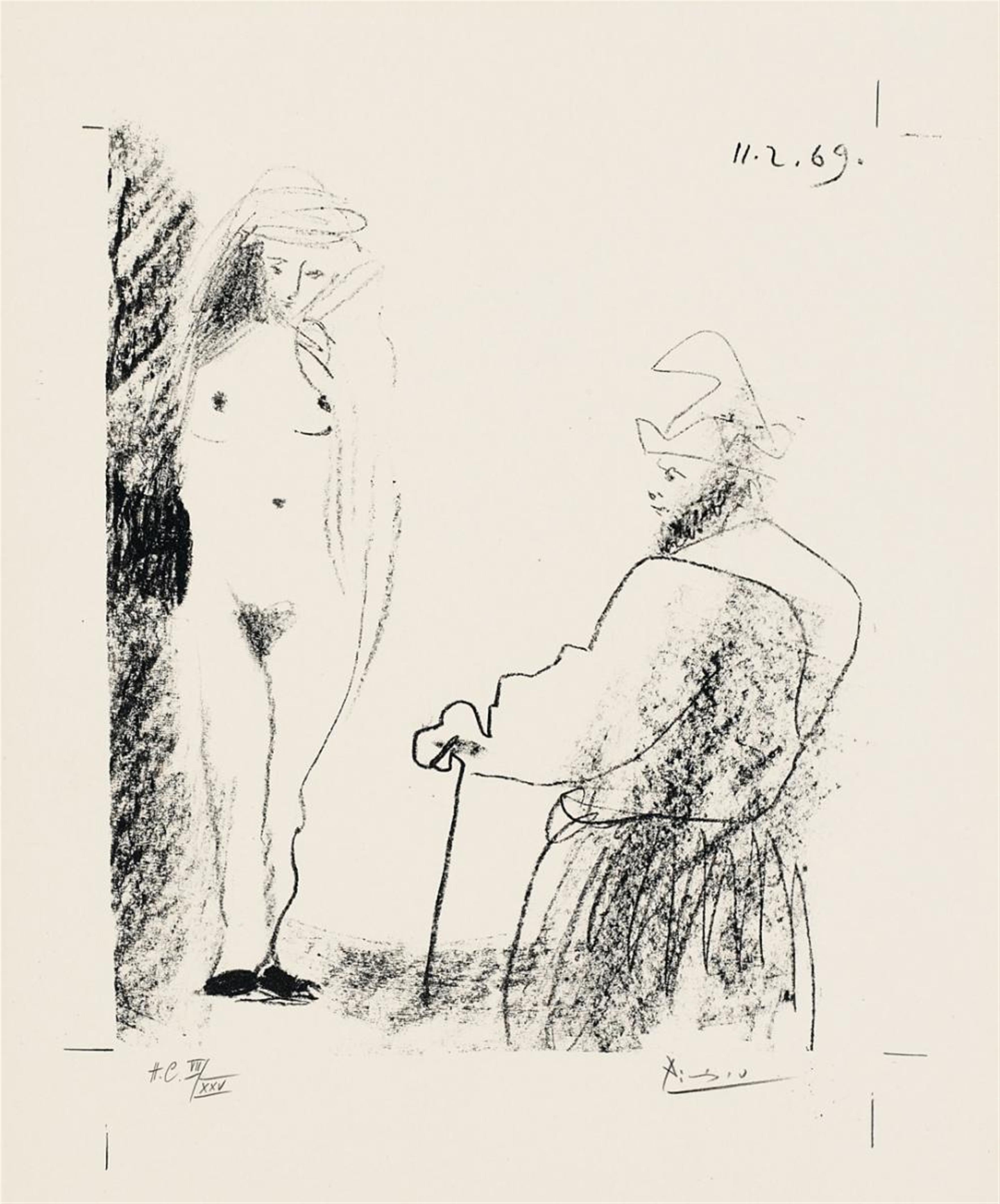 Pablo Picasso - Femme nue et homme à la canne - image-1