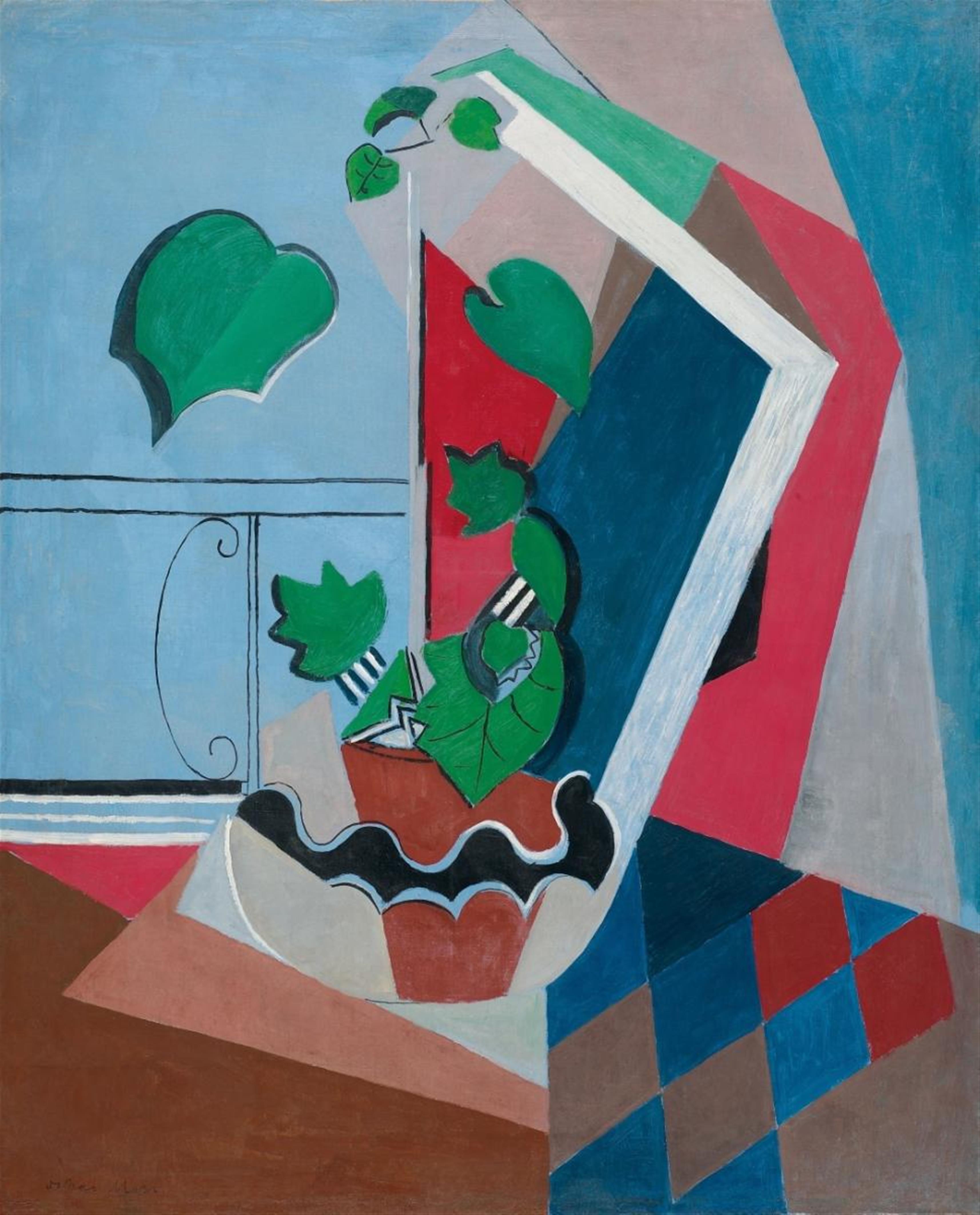 Oskar Moll - Komposition mit Zimmerlinde und Rautenmuster (Composition with Indoor Lime Tree and Diamond Pattern) - image-1