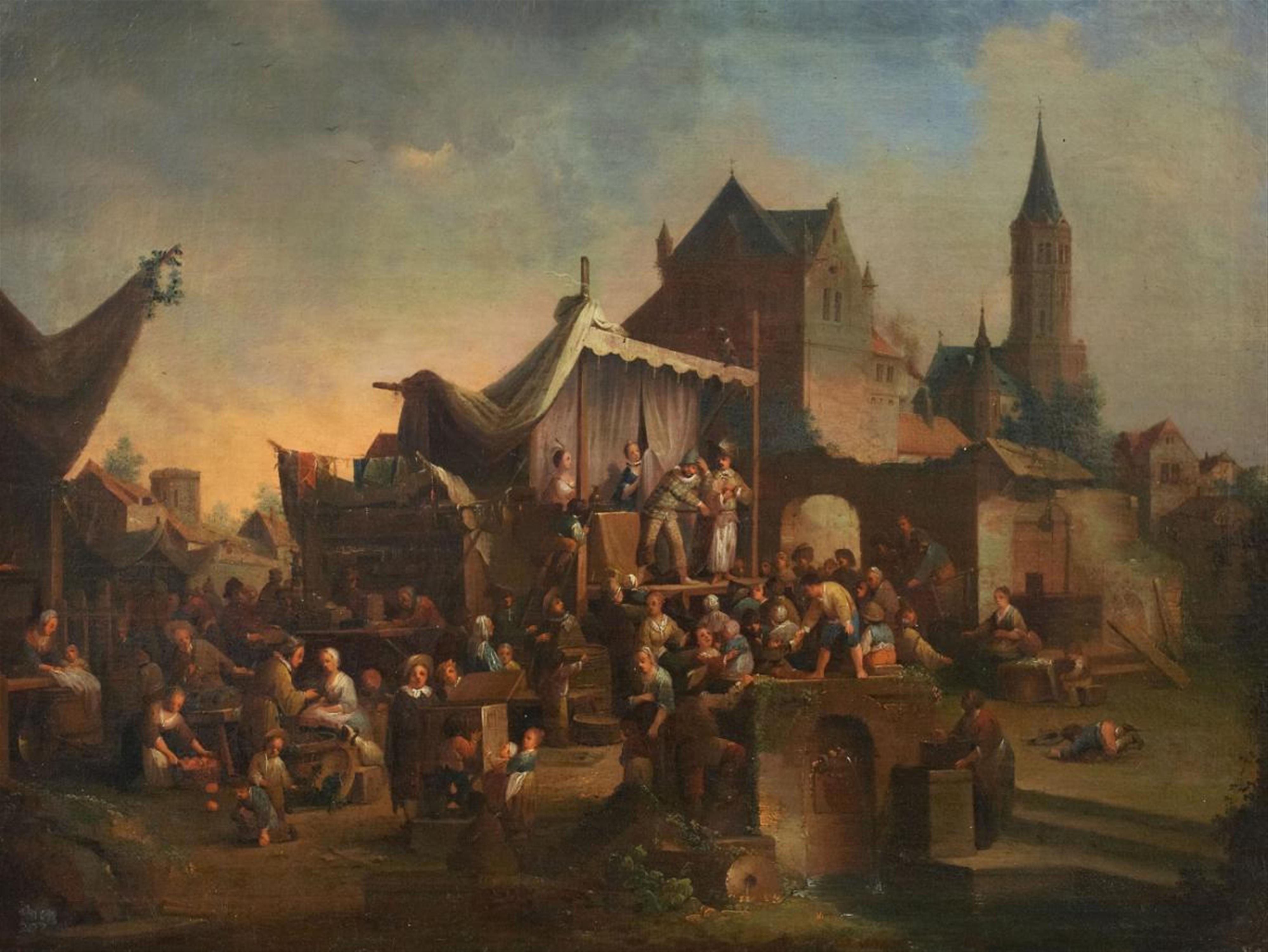 Pieter de Bloot, follower of - MARKET WITH TRAVELLING THEATRE - image-1