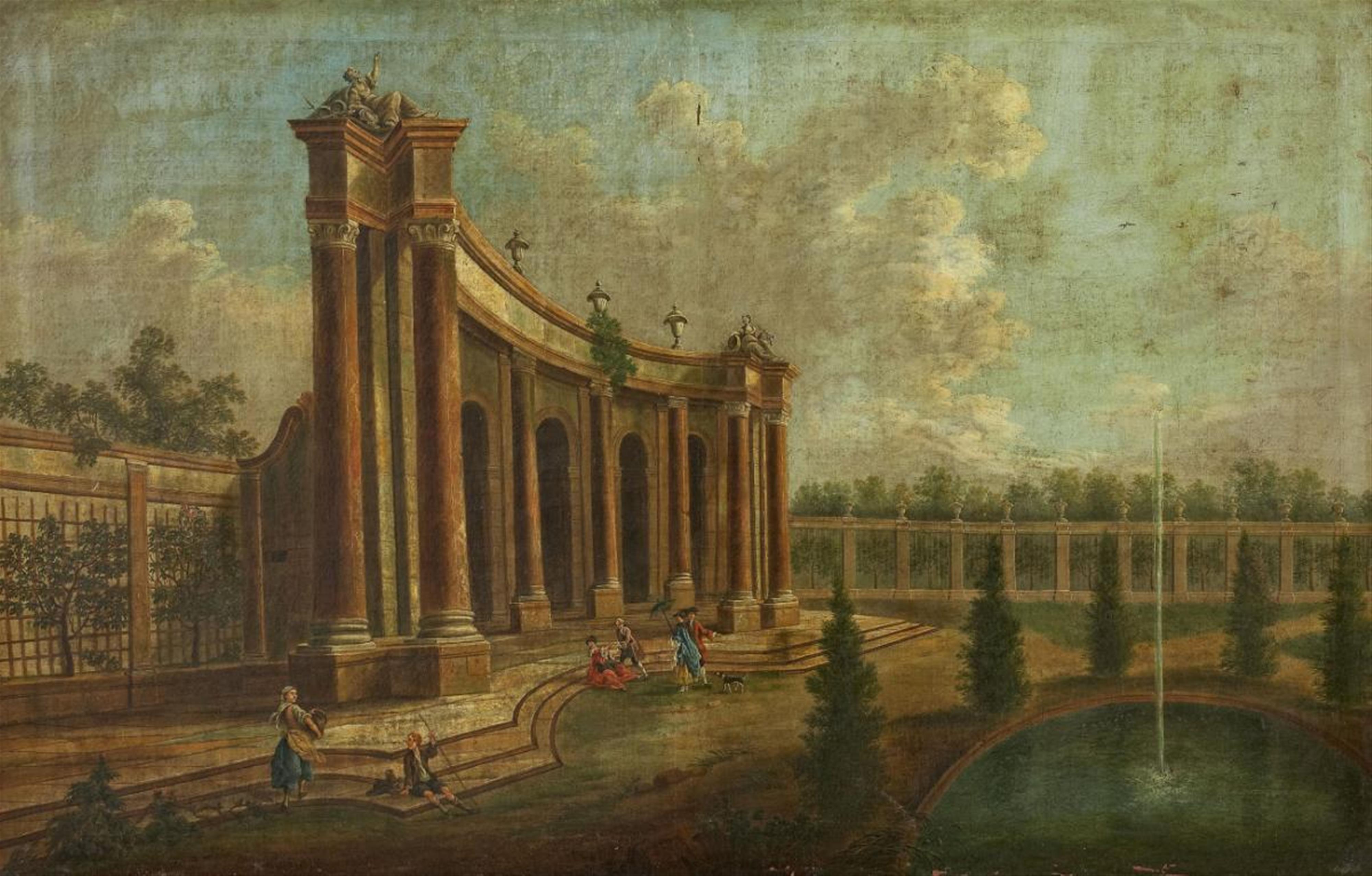 German School, probably 18th/19th century - BAROQUE GARDEN WITH GALANT SCENE - image-1