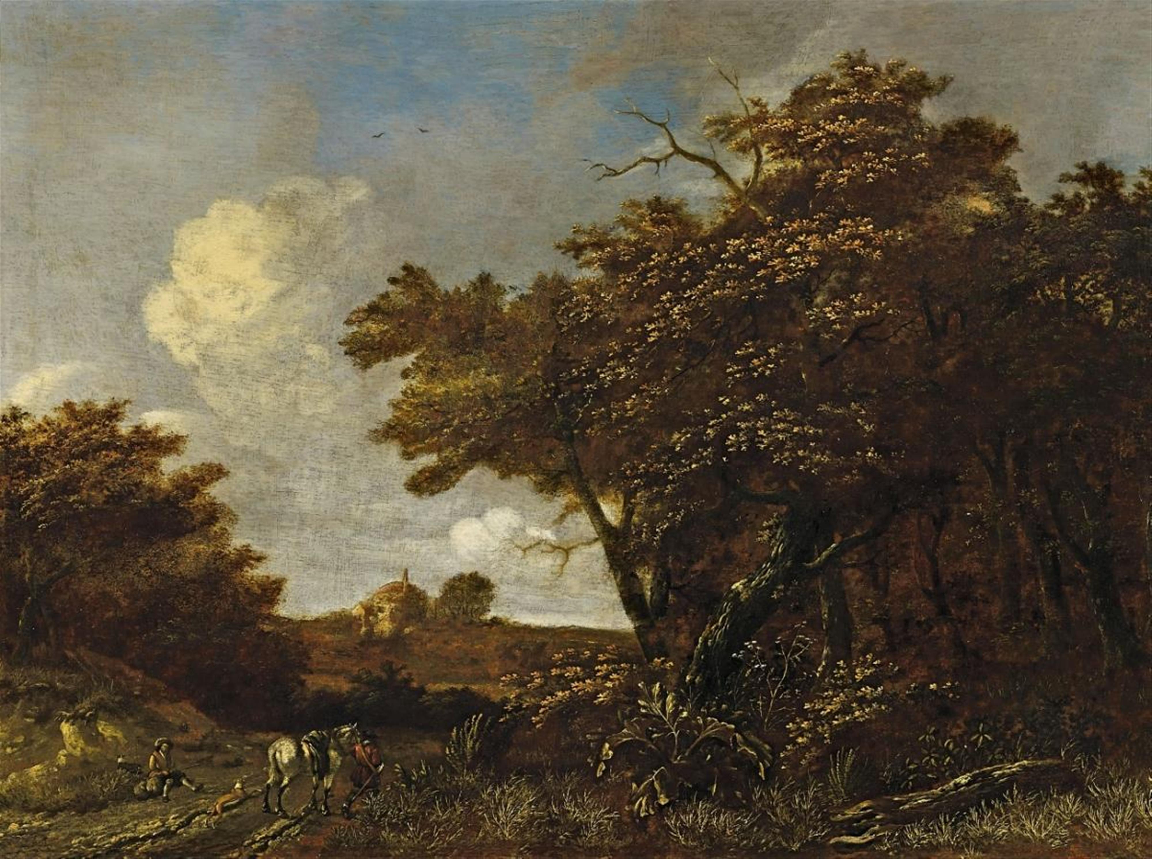 Jacob Isaacksz van Ruysdael, follower of - LANDSCAPE WITH HUNTERS - image-1